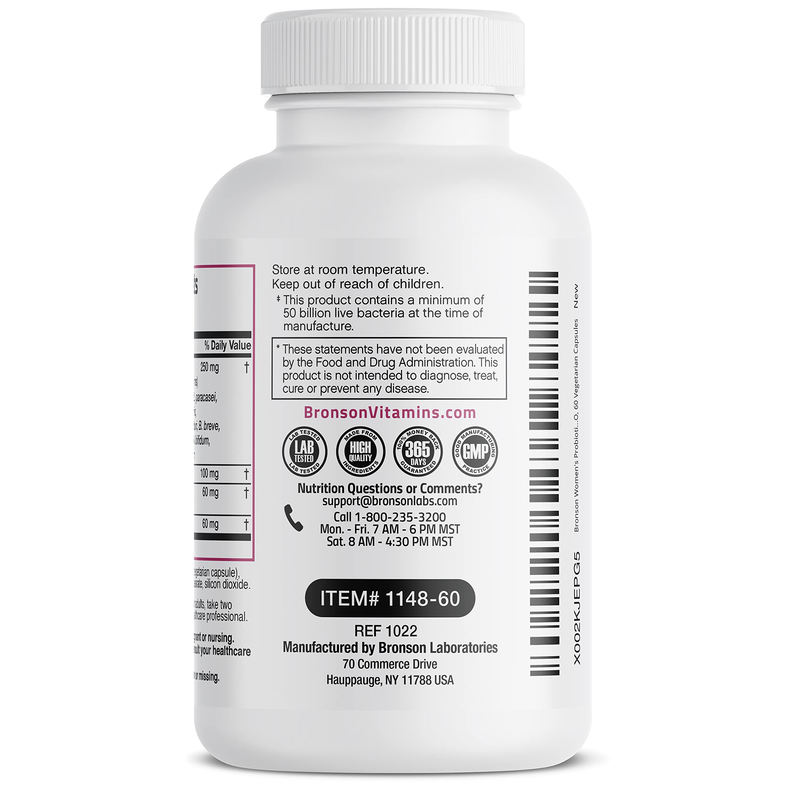 Bronson Women's Probiotic 50 Billion CFU + Prebiotic with Cranberry & D-Mannose – Vaginal Health, Healthy Digestion, Immune Function and Urinary Tract Support, Non-GMO, 60 Vegetarian Capsules Bronson buy supplements canada