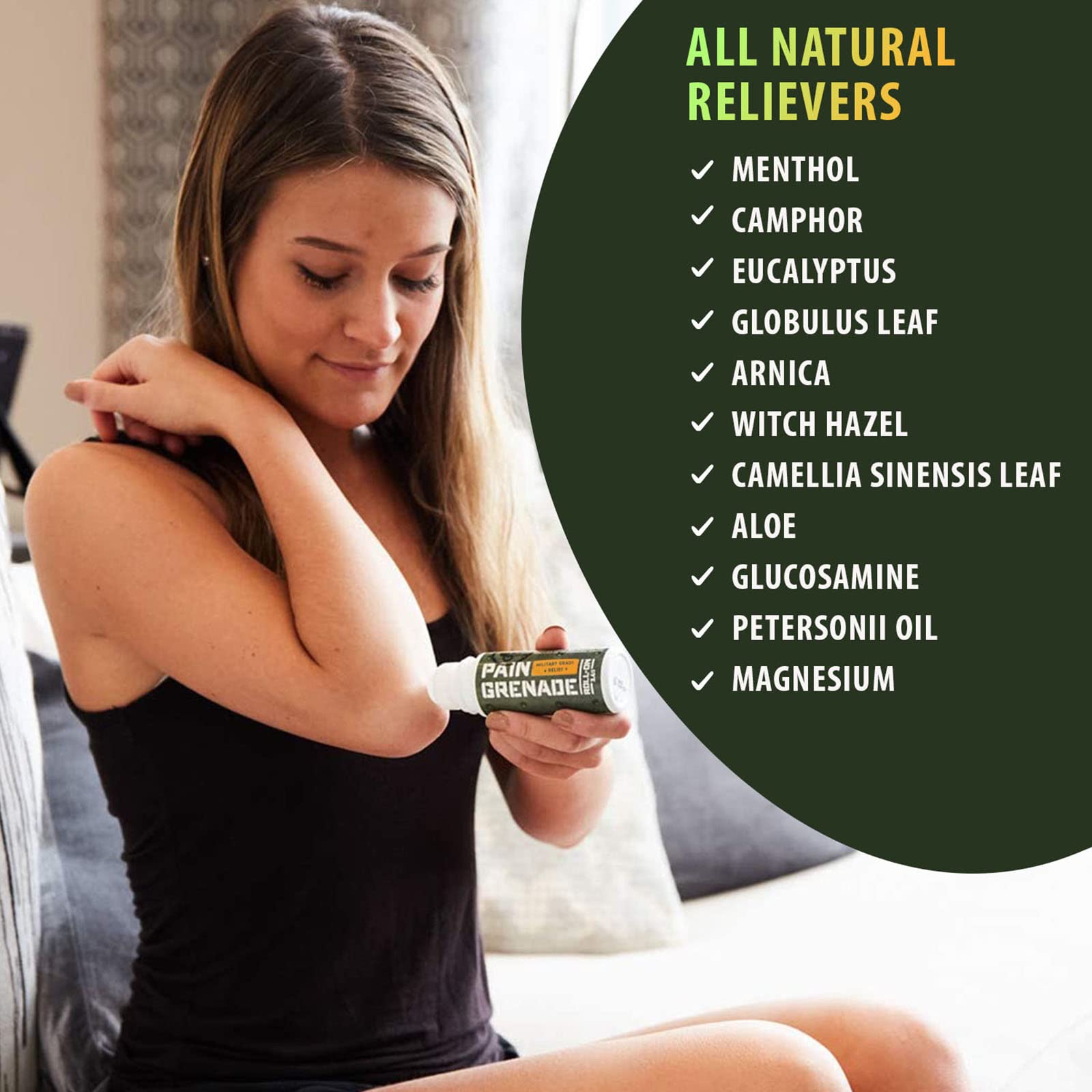 Plant Powered Roll-On Gel by Pain Grenade - Cooling and Warming Gel with Arnica, Menthol, Camphor, Glucosamine, and Other All Natural Botanicals - 3 - Pack M PAIN MANAGEMENT TECHNOLOGIES buy supplements canada