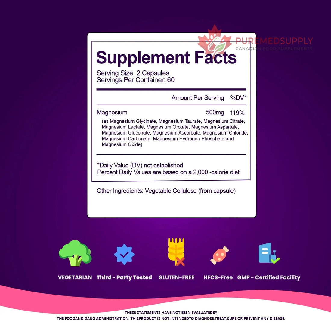 Magnesium Complex, Magnesium Glycinate, Elemental Magnesium Supplement with Taurate, Citrate, Orotate & Aspartate, Supports Muscle Relaxation, Heart Health, Sleep & Energy | Vegan (500mg) VCCVBB buy supplements canada