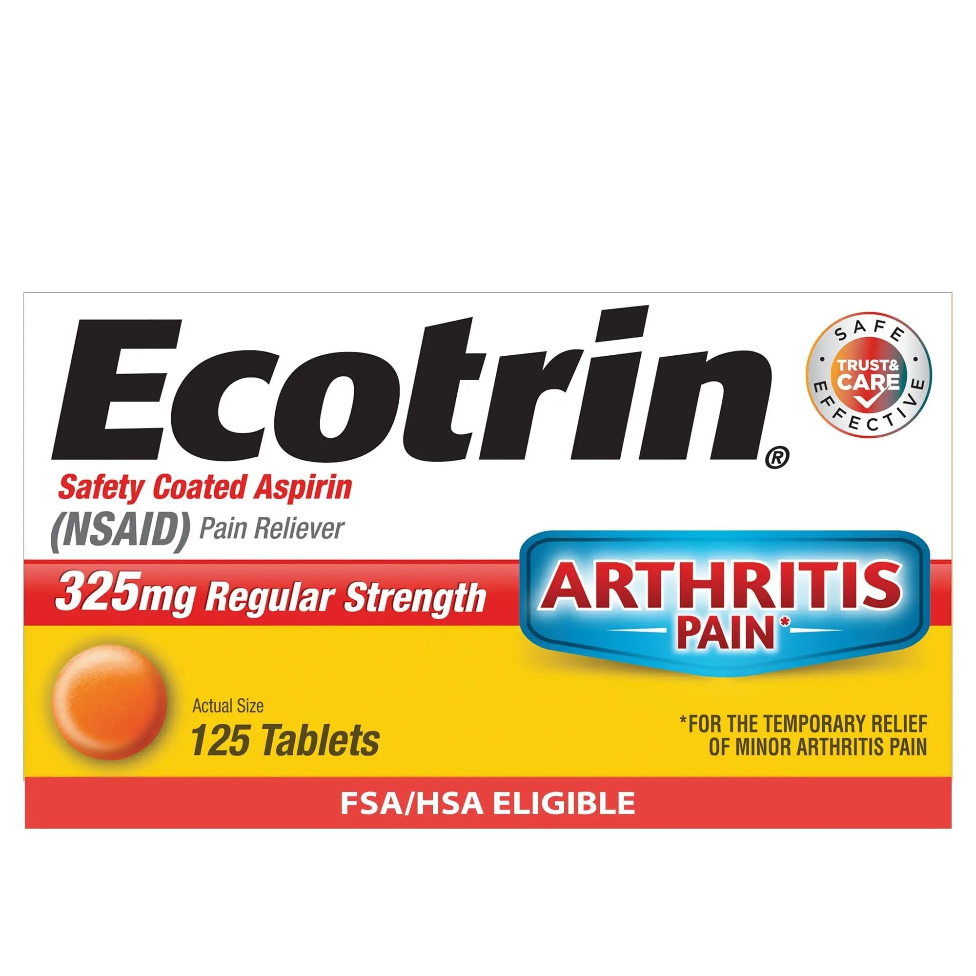 Ecotrin Regular Strength 325mg Aspirin Safetey Coated Tablets, Arthritis, Toothache & Headache Relief Designed to Protect the Stomach, 125 Count Ecotrin buy supplements canada