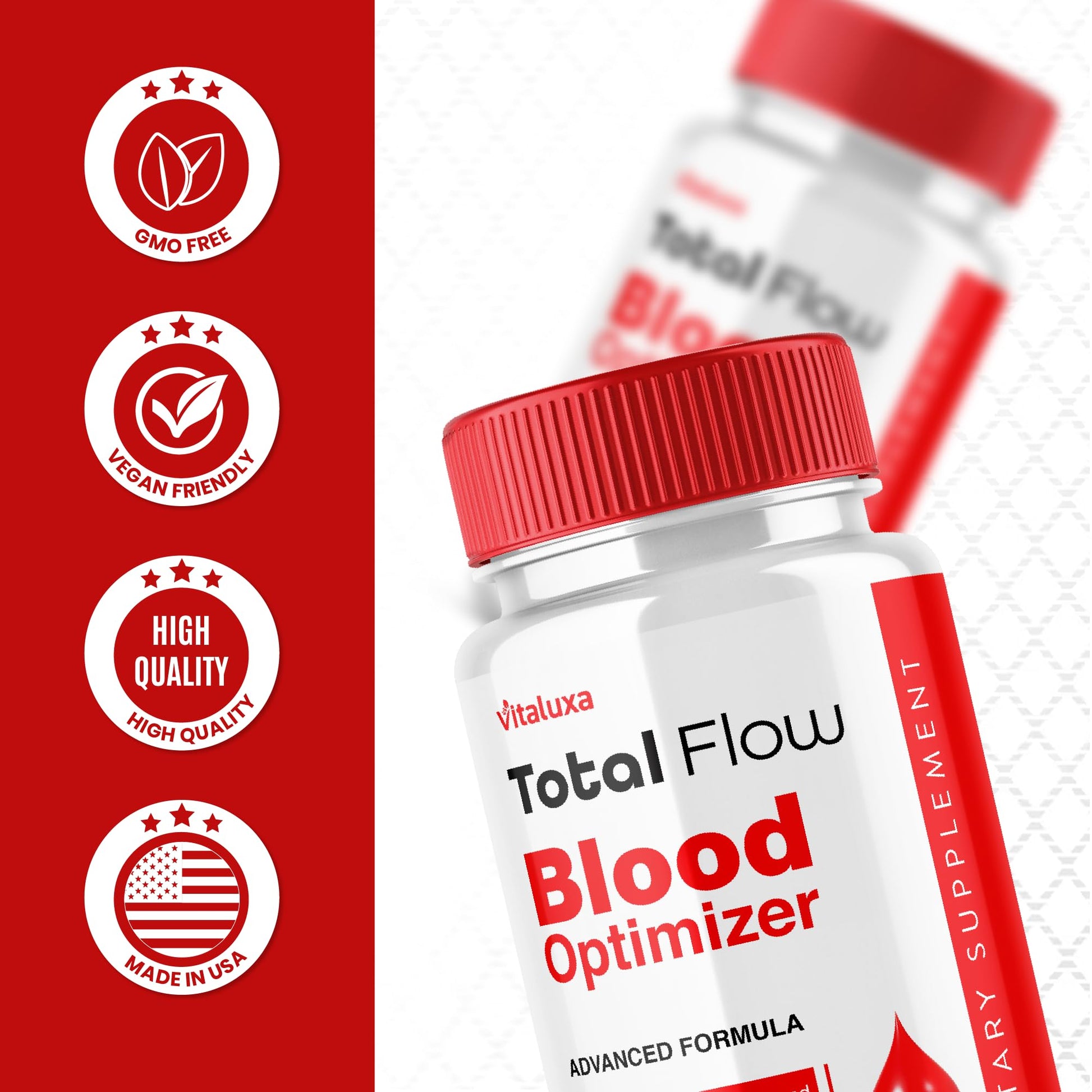 Total Flow Blood Balance, TotalFlow Blood Support Capsules Supplement Advanced Formula All Natural Optimizer Maximum Strength Daily Health Wellness, TotalFlo Premium Blend Pills (60 Capsules) Vitaluxa buy supplements canada
