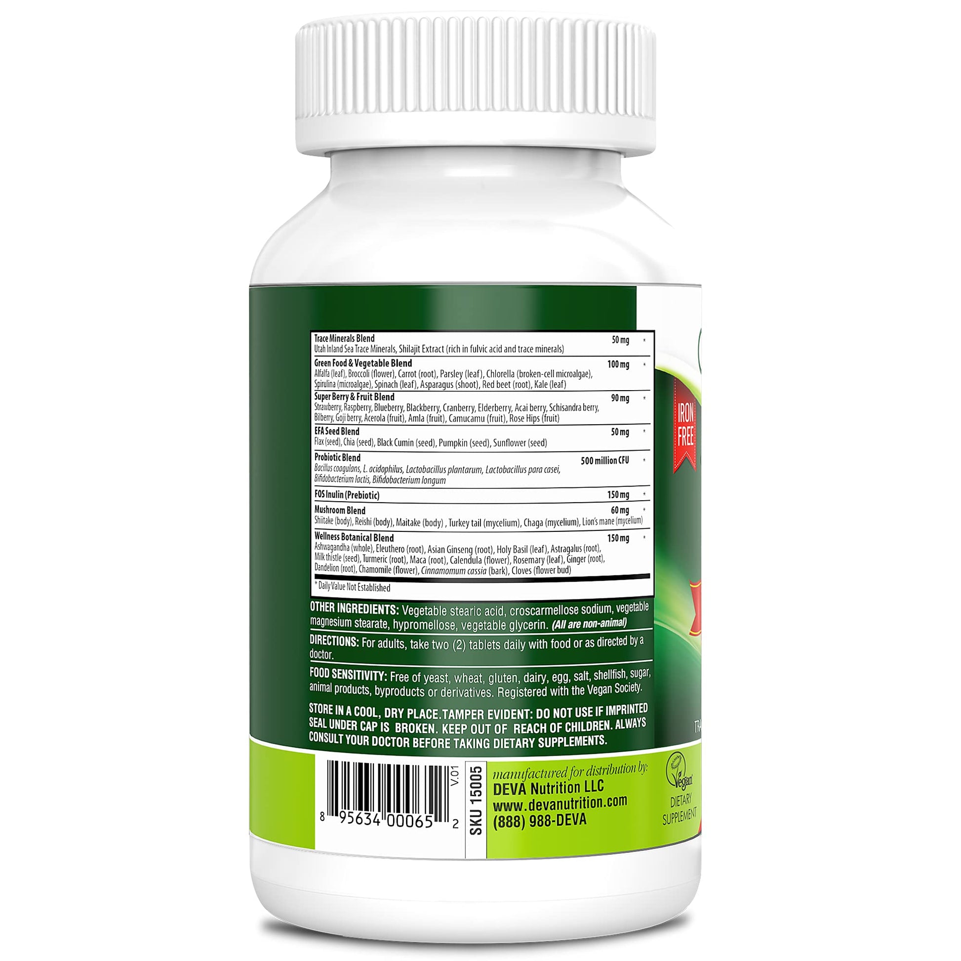 DEVA Tuba Prime Vegan Multivitamin - High-Potency Vitamin and Mineral Dietary Supplement - Antioxidants, Fruit and Vegetable Blend, Super Mushrooms, Probiotics, Prebiotics, Seeds, Herbs - 90 Tablets DEVA buy supplements canada