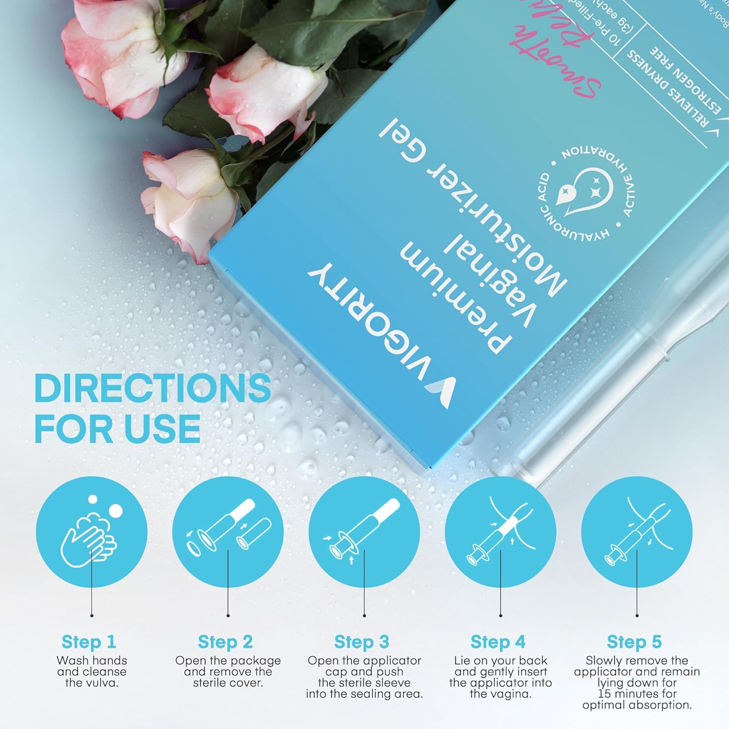 Vigority Vaginal Moisturizer Gel: Long Lasting Relief for Vaginal Dryness, Irritation & Intimate Discomfort with Hyaluronic Acid & Vitamin E – Hormone-Free Feminine Care – 10 Pre-Filled Applicators Vigority buy supplements canada