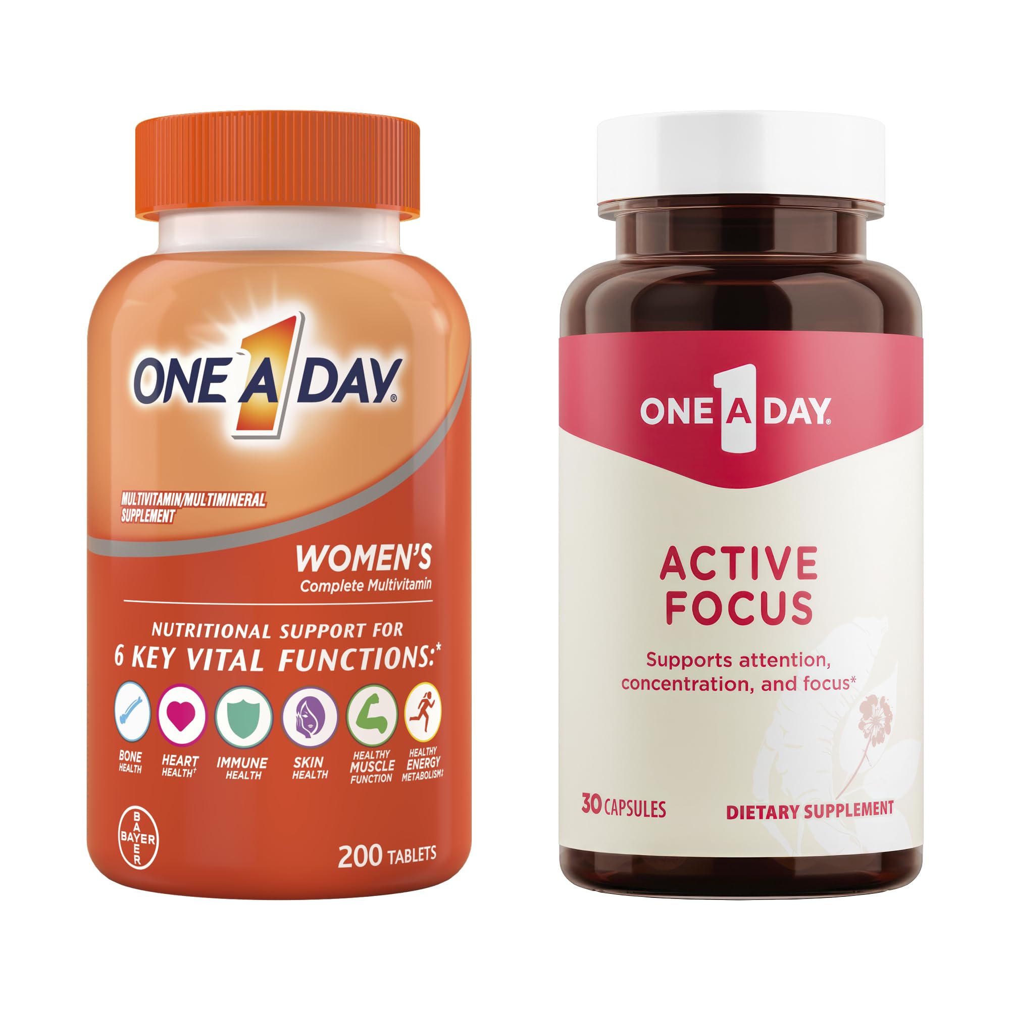 ONE A DAY Bundle Multivitamin for Women 200 Count Tablets Active Focus Supplement ONE A DAY buy supplements canada