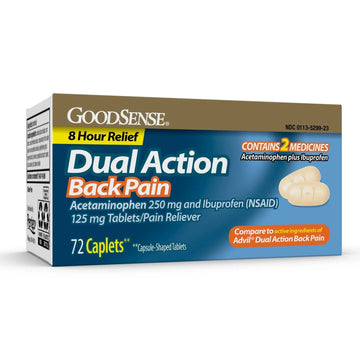 GoodSense Dual Action Acetaminophen and Ibuprofen (NSAID) Tablets, 250 mg/125 mg, Back Pain, 72 Count GoodSense buy supplements canada