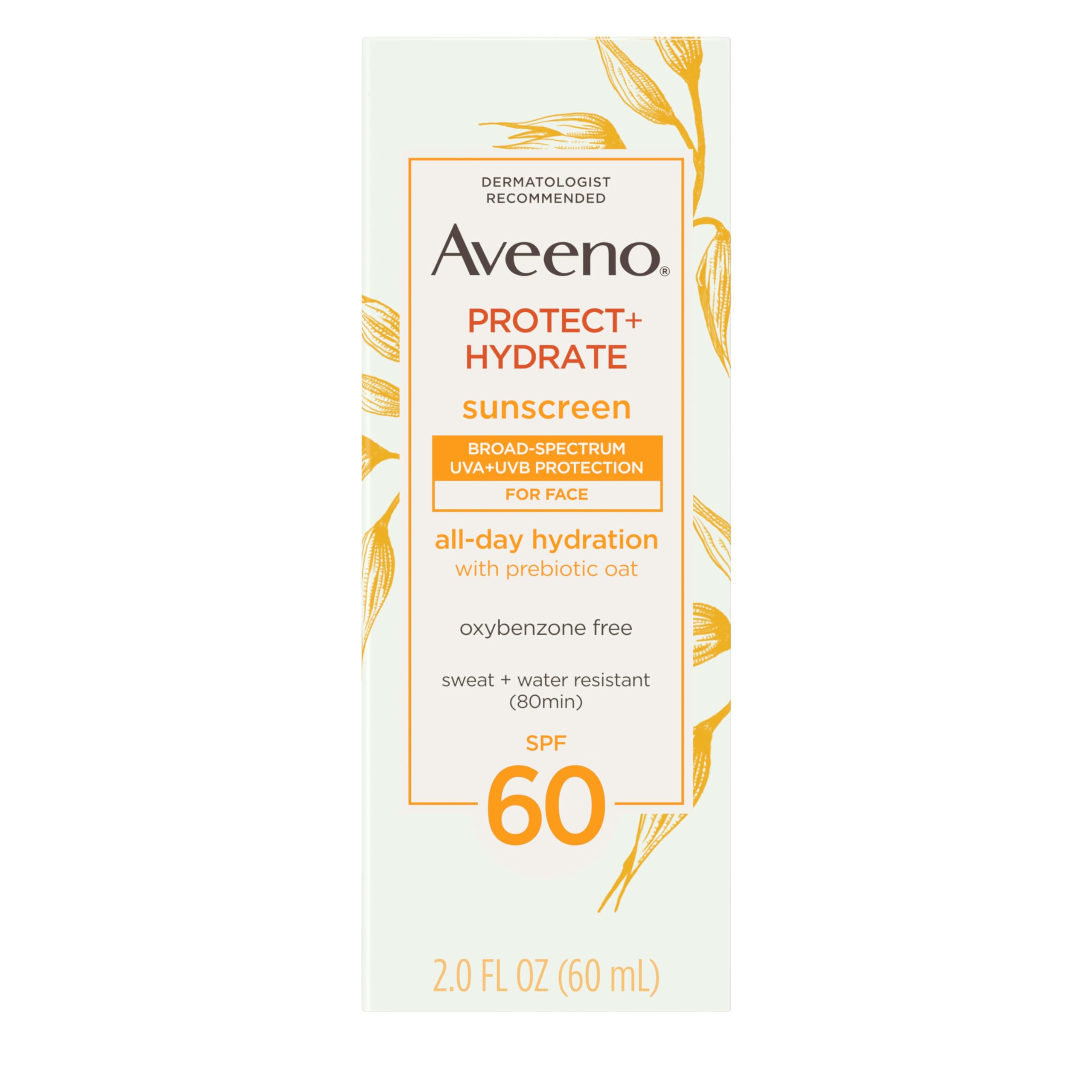 Aveeno Protect + Hydrate Face Sunscreen, SPF 60 Broad Spectrum, for Sensitive Skin, Travel Size, Water Resistant Aveeno buy supplements canada