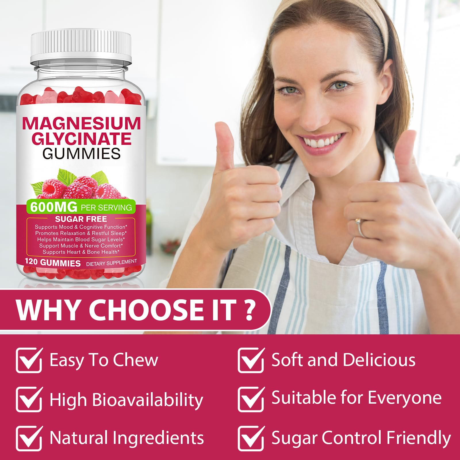 Magnesium Glycinate Gummies 600mg 120 Count - Sugar Free Magnesium Supplement - Supports for Sleep, Memory, Mood, Muscle, Relaxation, Heart & Bone Health BOIUOITI buy supplements canada