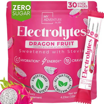 Zero Sugar Dragon Fruit Electrolytes Sticks - Refreshing Hydration - Caffeine Free Energy with Natural Ingredients - Vegan, Keto & Paleo My Adventure to Fit buy supplements canada