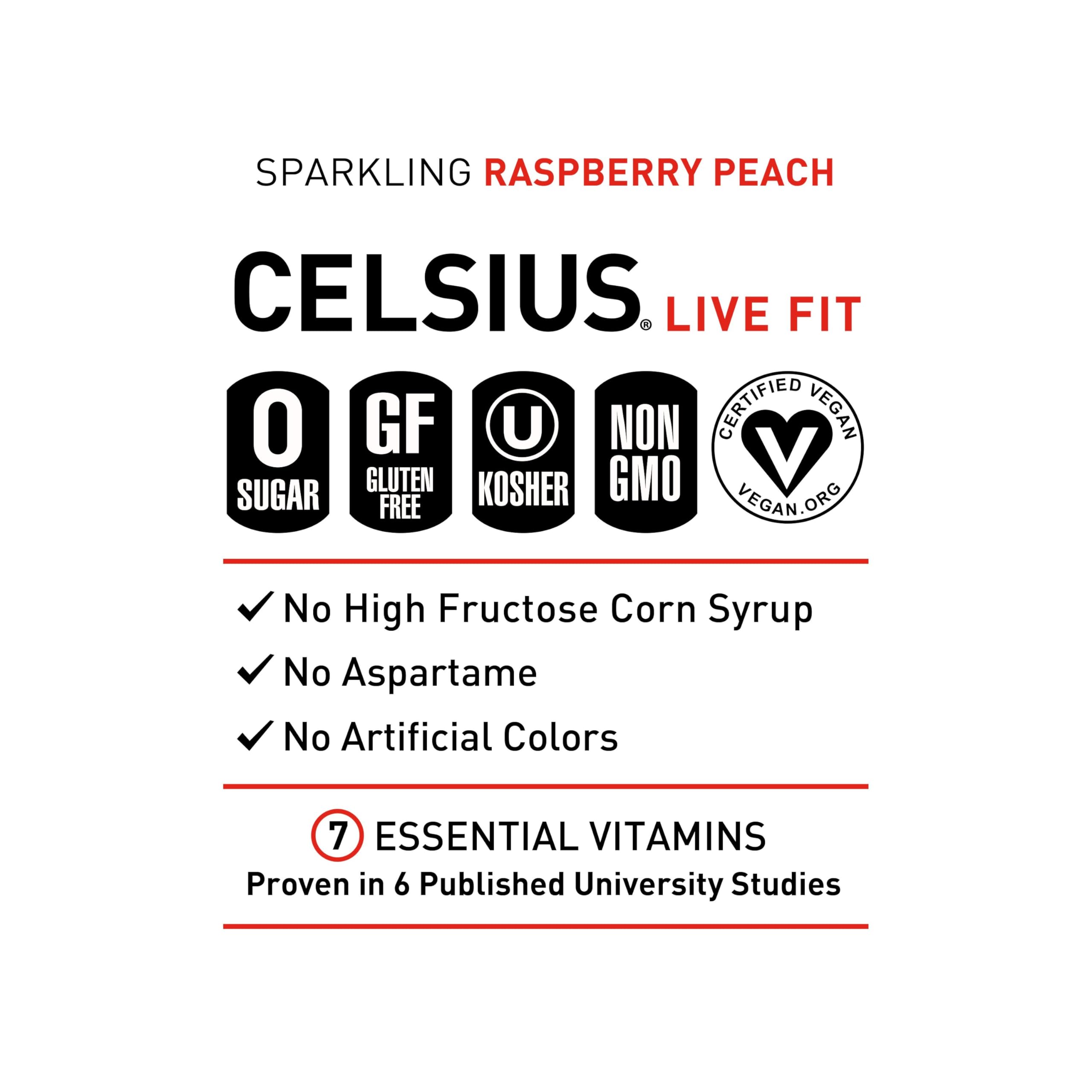 CELSIUS Sparkling Raspberry Peach, Functional Essential Energy Drink 12 Fl Oz (Pack of 12) CELSIUS buy supplements canada