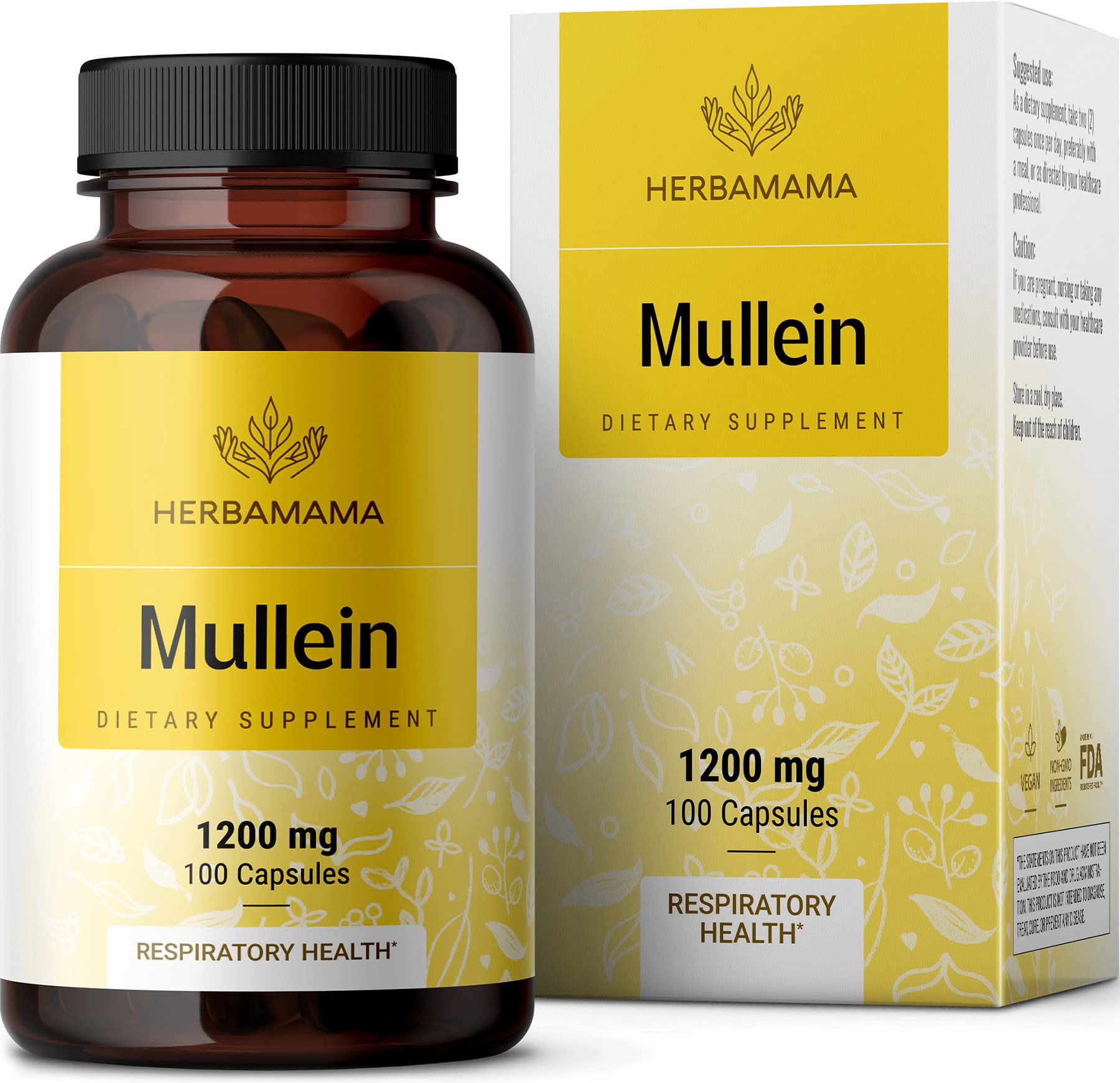HERBAMAMA Mullein Leaf Capsules Respiratory Health - Organic Mullein Leaf Extract HERBAMAMA buy supplements canada