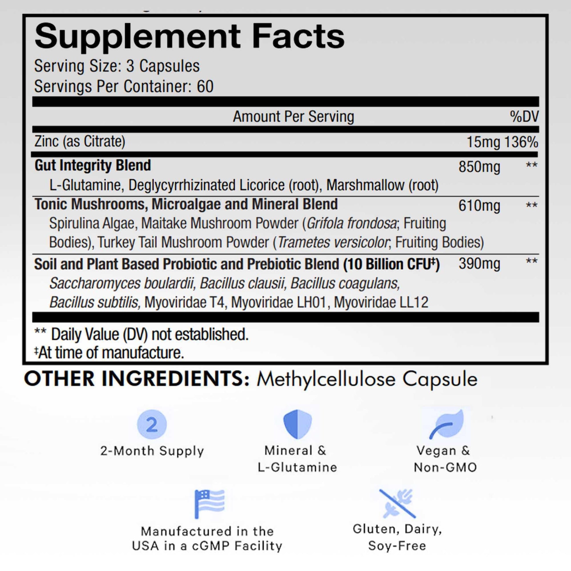 Codeage Gut Health Supplements Vegan Formula - L Glutamine, Zinc, Turkey Tail Mushroom Powder, Tonic Mushroom, Maitake, Micro Algae, Mineral, Licorice Root DGL - Probiotics, Prebiotics - 180 Capsules Codeage buy supplements canada