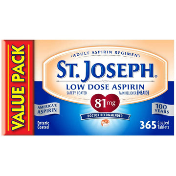 St. Joseph Aspirin Pain Reliever (NSAID) 81mg, Enteric Safety Coated, Adult Low Dose Aspirin, 365 ct St. Joseph buy supplements canada