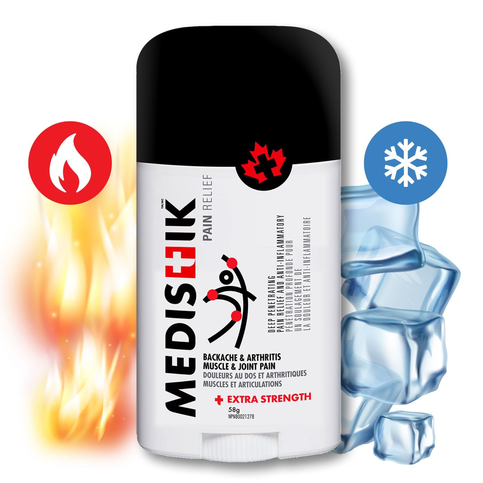 Medistik Extra Strength Pain Relief Stick. Long Lasting Topical Pain Reliever for Backache, Muscle & Joint Pain, 58g (One Pack) Medistik buy supplements canada