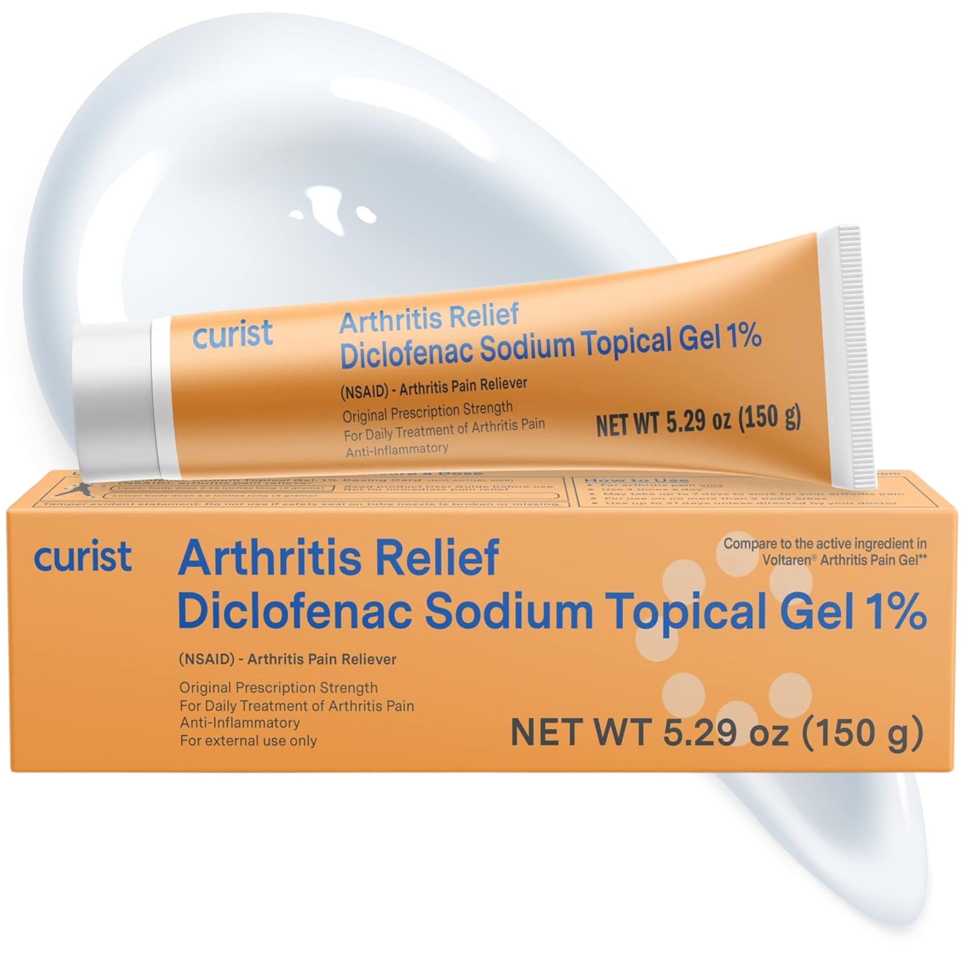 Curist Diclofenac Sodium Topical Gel 1 Percent 150g for Arthritis Pain - Joint Pain Relief for Hand/Foot Pain, Knee/Elbow Pain & Ankle Pain - 1% - 5.29oz Curist buy supplements canada