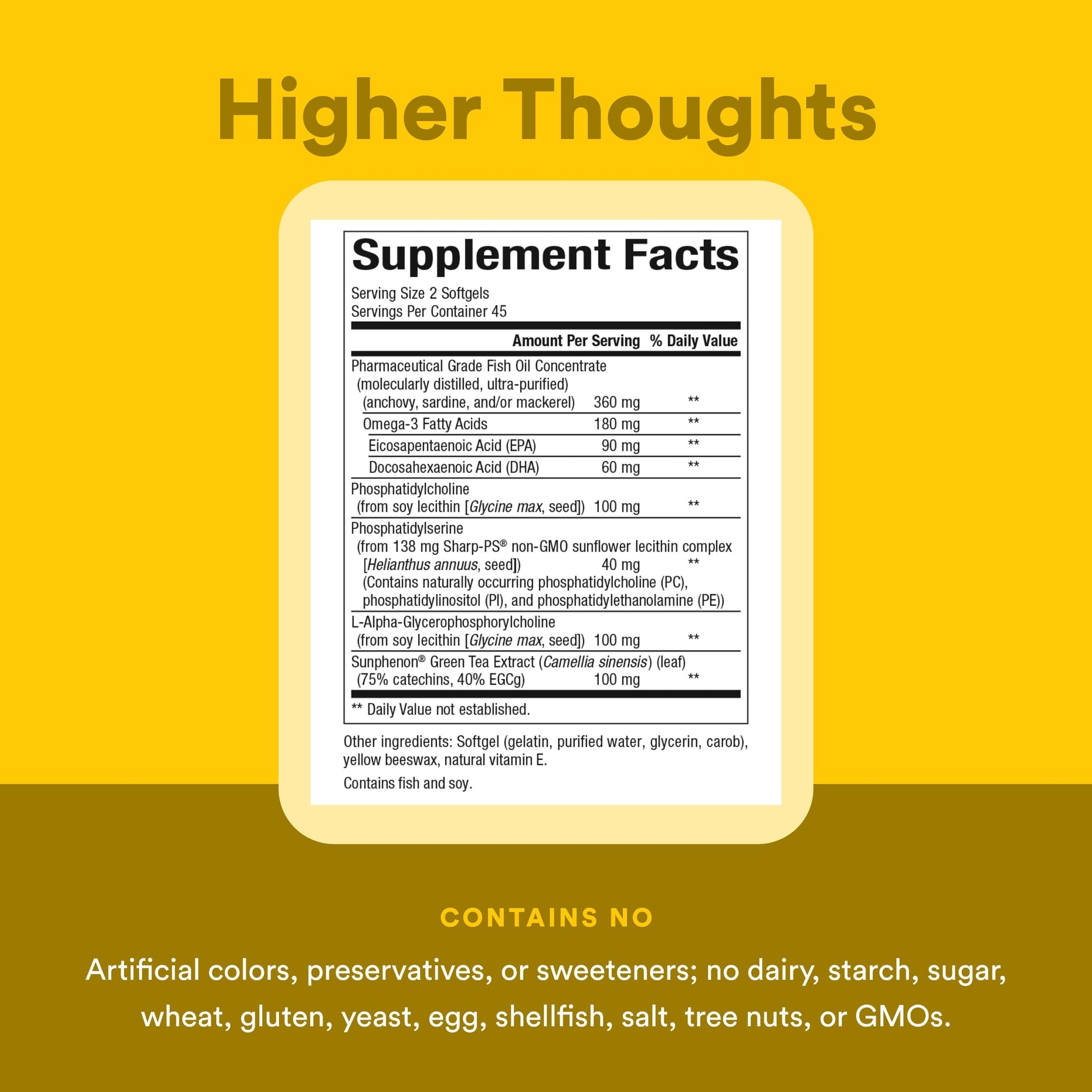 Natural Factors Higher Thoughts - Supports Cognitive & Cardiovascular Health* - Fish Oil, Fatty Acids, EPA, DHA & More - 90 Softgels Natural Factors buy supplements canada