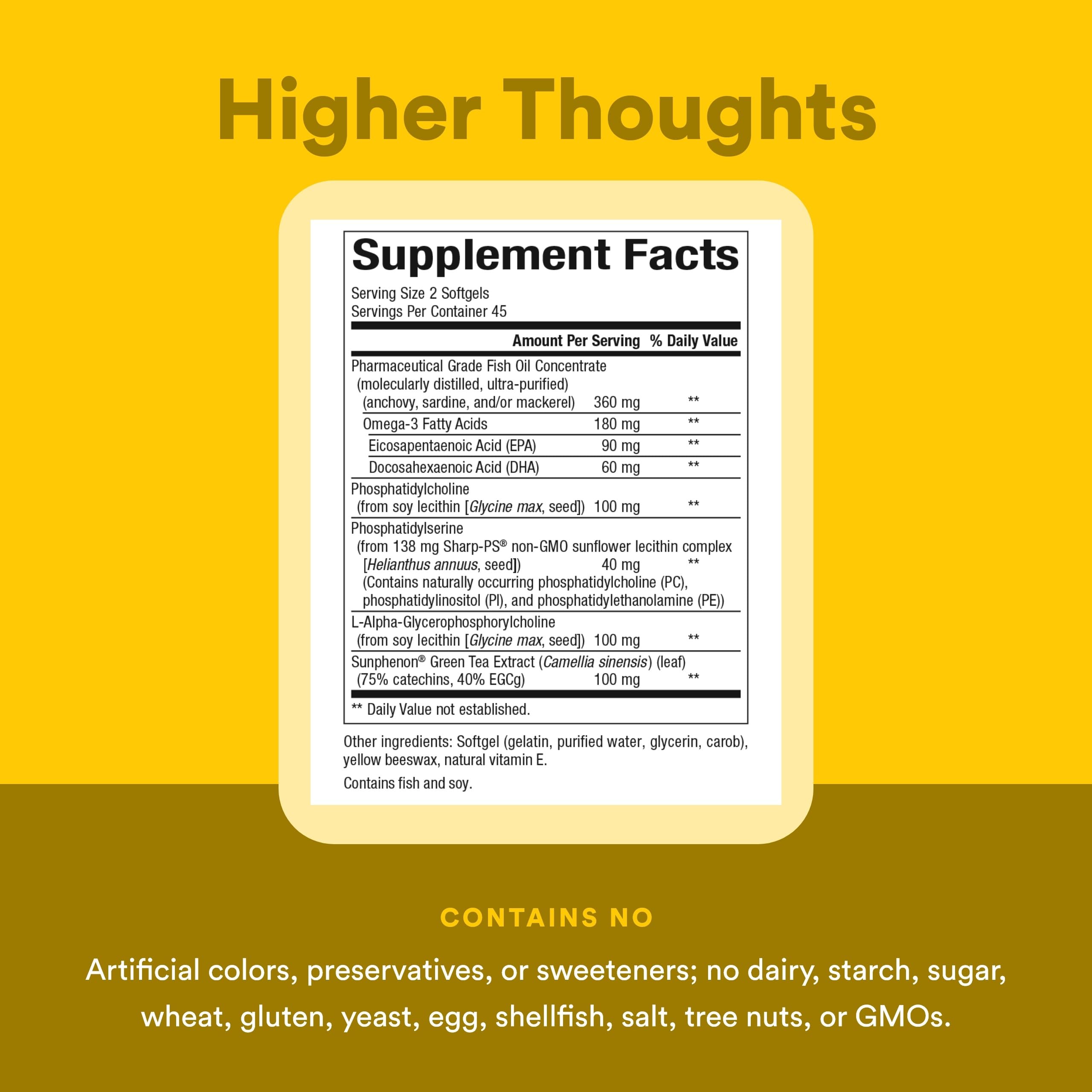 Natural Factors Higher Thoughts - Supports Cognitive & Cardiovascular Health* - Fish Oil, Fatty Acids, EPA, DHA & More - 90 Softgels Natural Factors buy supplements canada