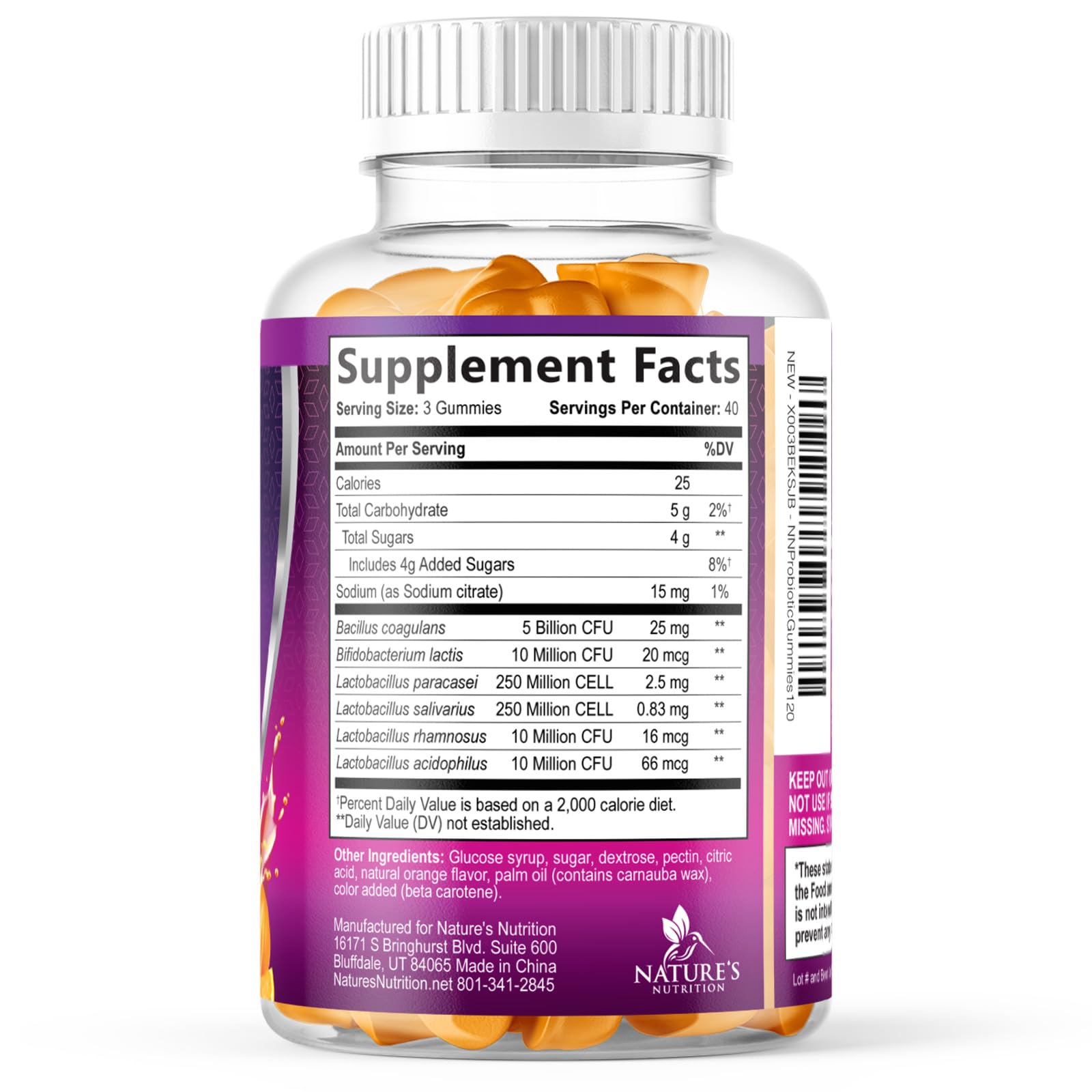 Probiotics for Digestive Health Gummies - 6 Unique Strains for Daily Immune Support & Gut Health, Supports Constipation, Gas & Bloating - Best Probiotic Supplement Nature's Nutrition buy supplements canada