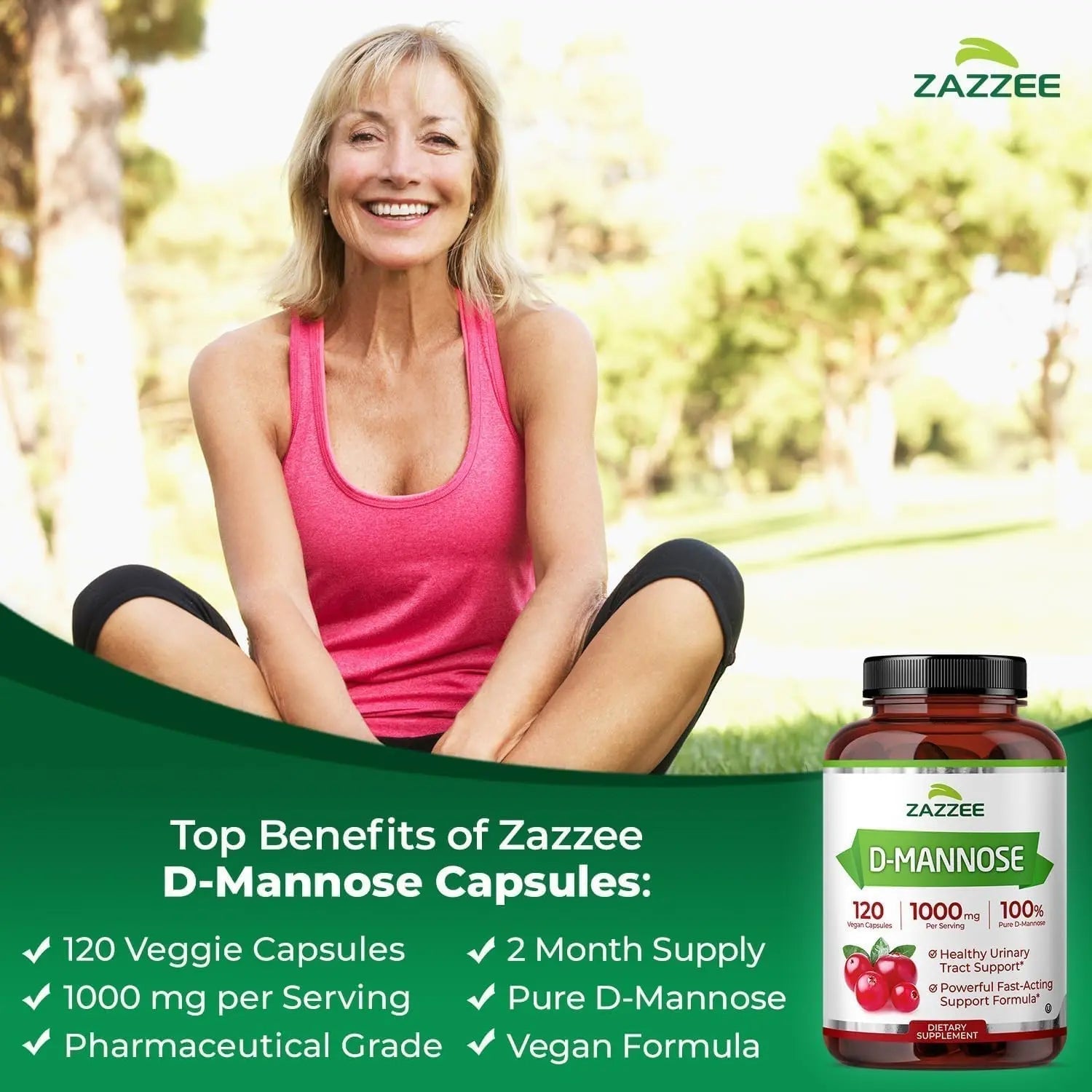 Zazzee Ultimate Urinary Tract Support Bundle | Super Concentrated Proanthocyanidin Cranberry Extract Capsules Plus D-Mannose 1000mg Capsules for UT & Bladder Cleansing (60 Servings Each) Zazzee buy supplements canada