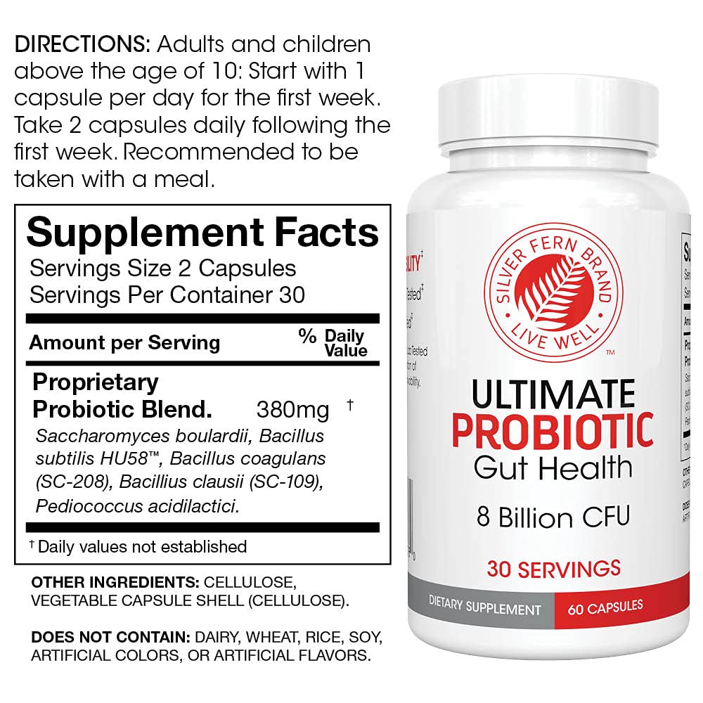 Silver Fern Brand Family Probiotics - Ultimate Adult Probiotic (1 Bottle = 60 Capsules) Plus Ultimate Children's Probiotic for Kids (1 Bottle = 30 Chewables) - Gut Health & Microbiome Support Silver Fern buy supplements canada