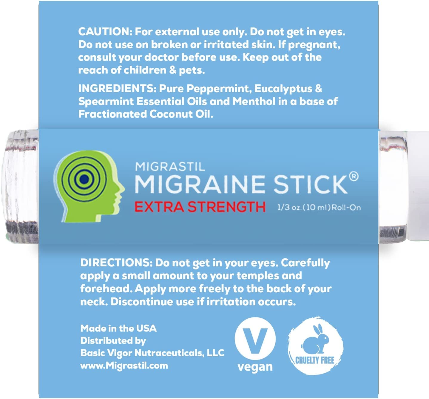 Basic Vigor Migrastil Extra Strength Migraine Stick Advanced Formula. Strong Aromatherapy Roll On with Menthol and Essential Oils. No Lavender. Made in The USA. Basic Vigor buy supplements canada