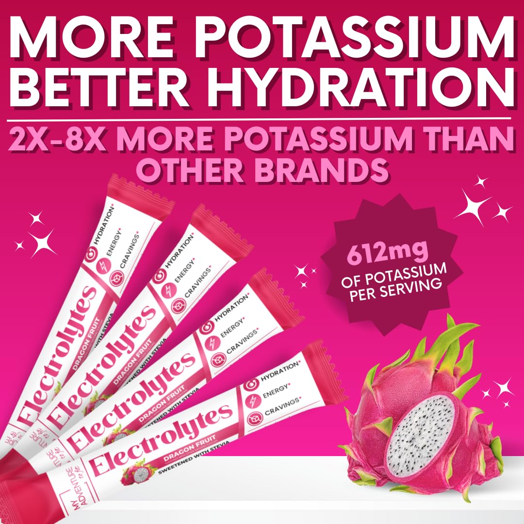 Zero Sugar Dragon Fruit Electrolytes Sticks - Refreshing Hydration - Caffeine Free Energy with Natural Ingredients - Vegan, Keto & Paleo My Adventure to Fit buy supplements canada