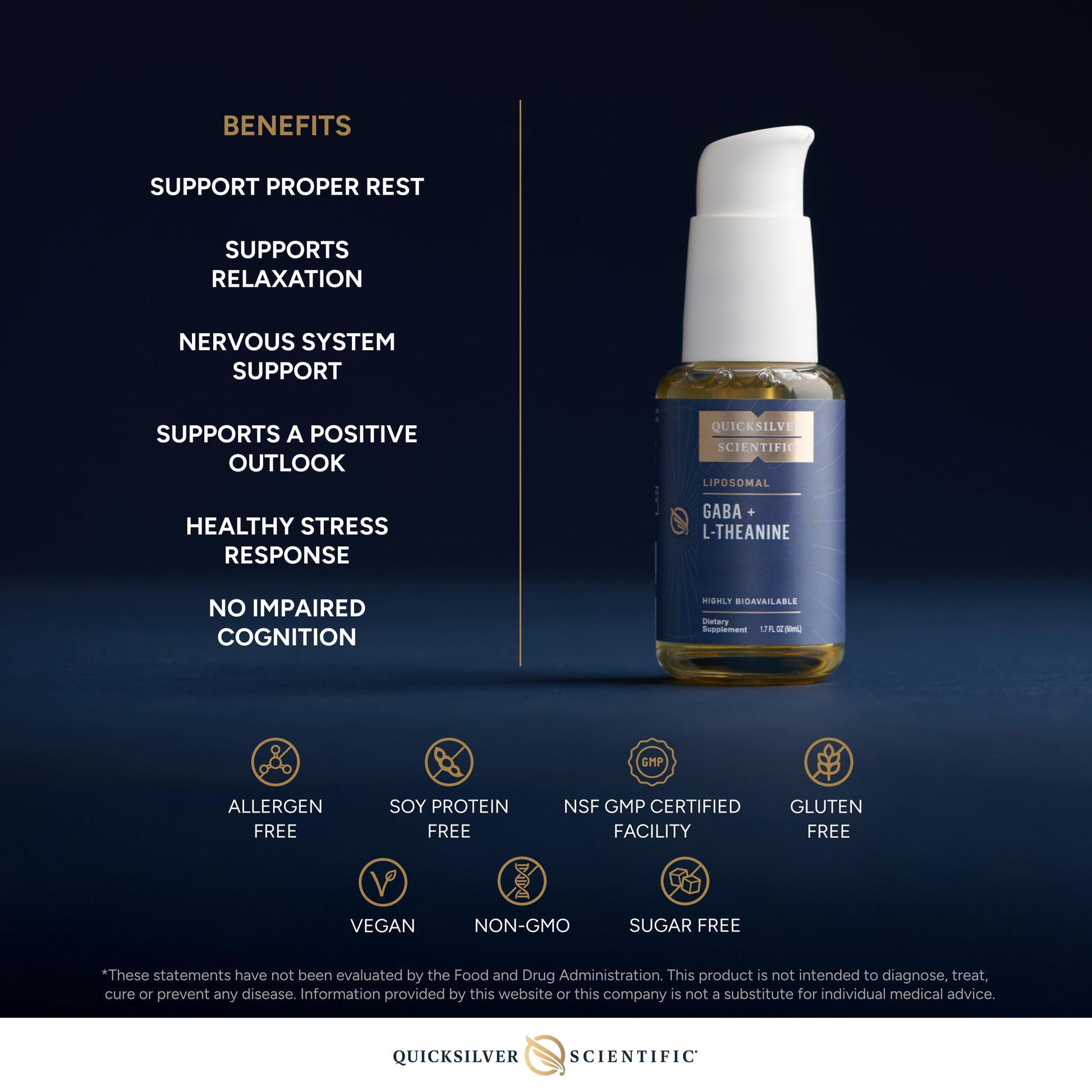 Quicksilver Scientific Liposomal GABA + L Theanine - Calm, Stress Response & Brain Support - Bioavailable GABA Supplement with L Theanine 100mg (1.7oz/50ml) Quicksilver Scientific buy supplements canada