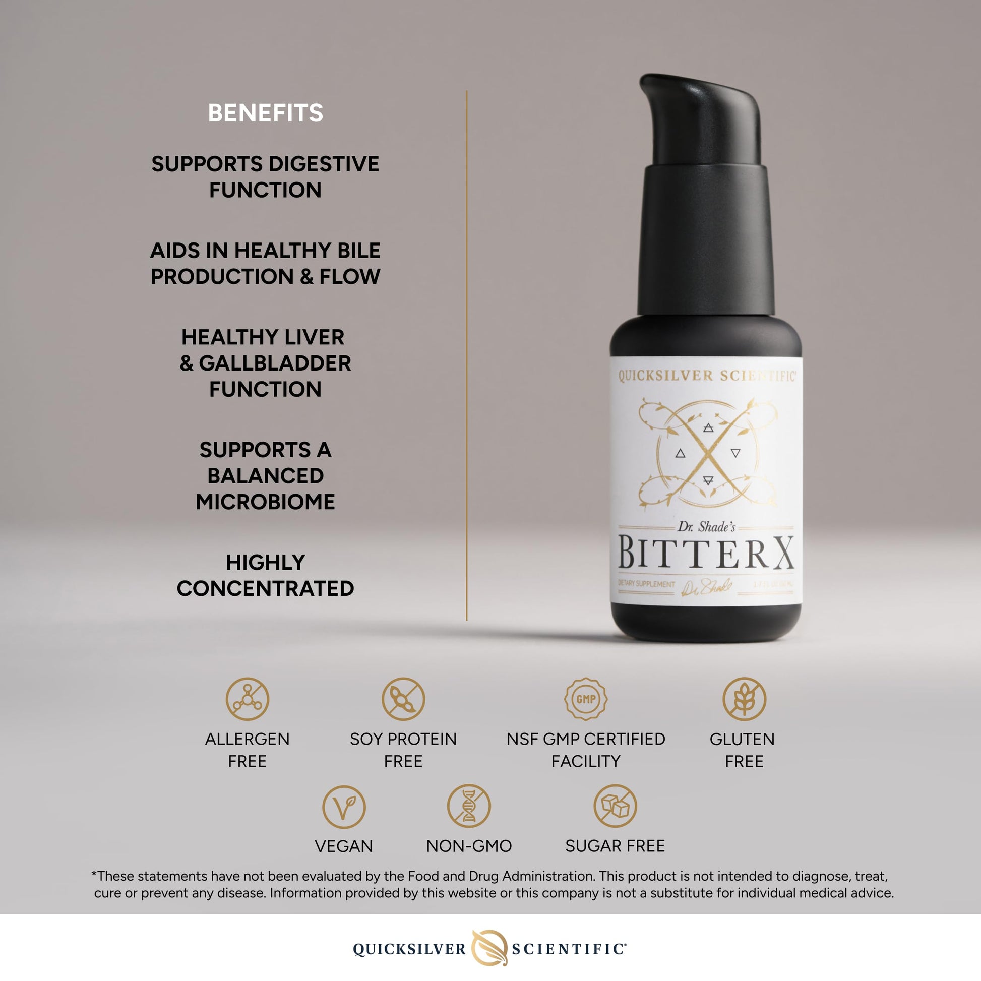 Quicksilver Scientific Dr. Shade's BitterX - Highly Concentrated Bitters for Digestion - Fast Acting Digestive Support & Liver Supplement with Dandelion Root, Gentian Root, Solidago & Myrrh (50ml) Quicksilver Scientific buy supplements canada