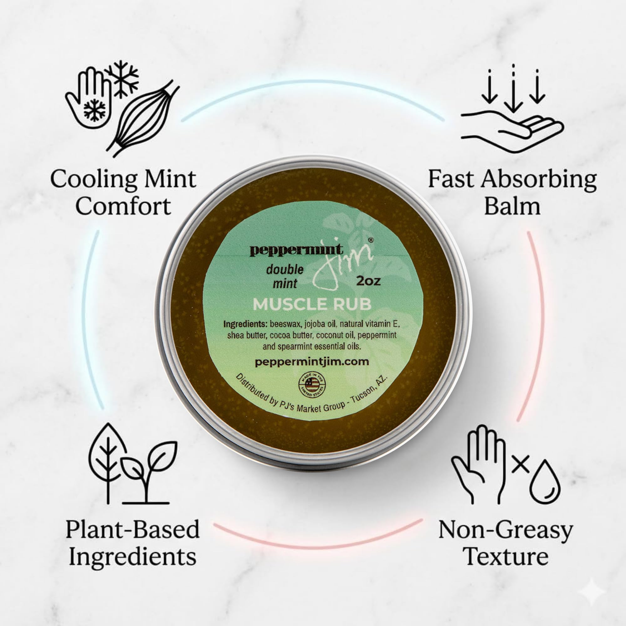 Peppermint Jim Double Mint Muscle Rub Balm 2oz, Fast Absorbing Cooling Relief Cream with Peppermint & Spearmint Oils, Non Greasy Soothing Balm for Sore Muscles, Back, Neck & Joints - Plant Based Peppermint Jim buy supplements canada