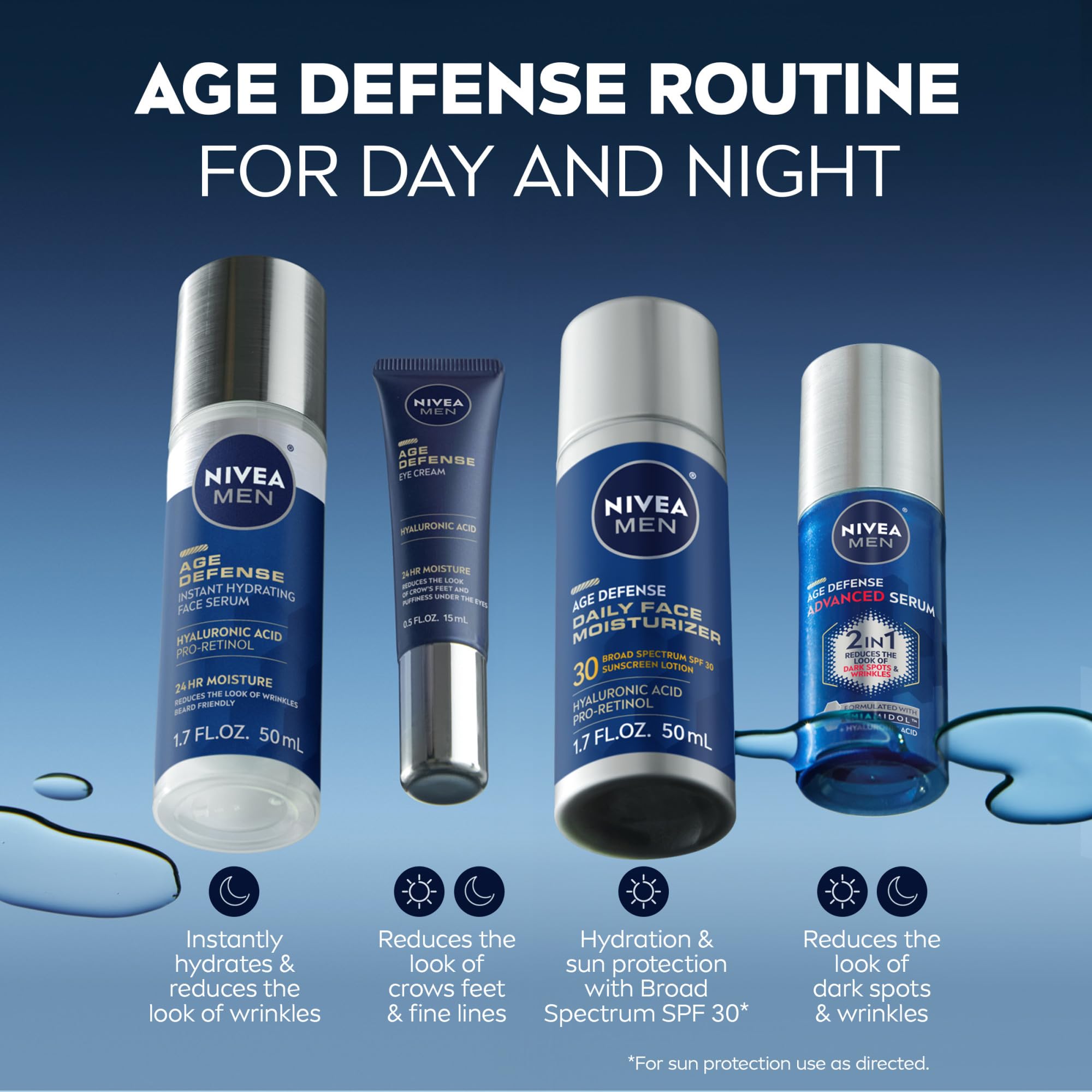 NIVEA MEN Age Defense Daily Face Moisturizer with Broad Spectrum SPF 30 Sunscreen, Pro-Retinol and Hyaluronic Acid, Beard-Friendly NIVEA MEN buy supplements canada