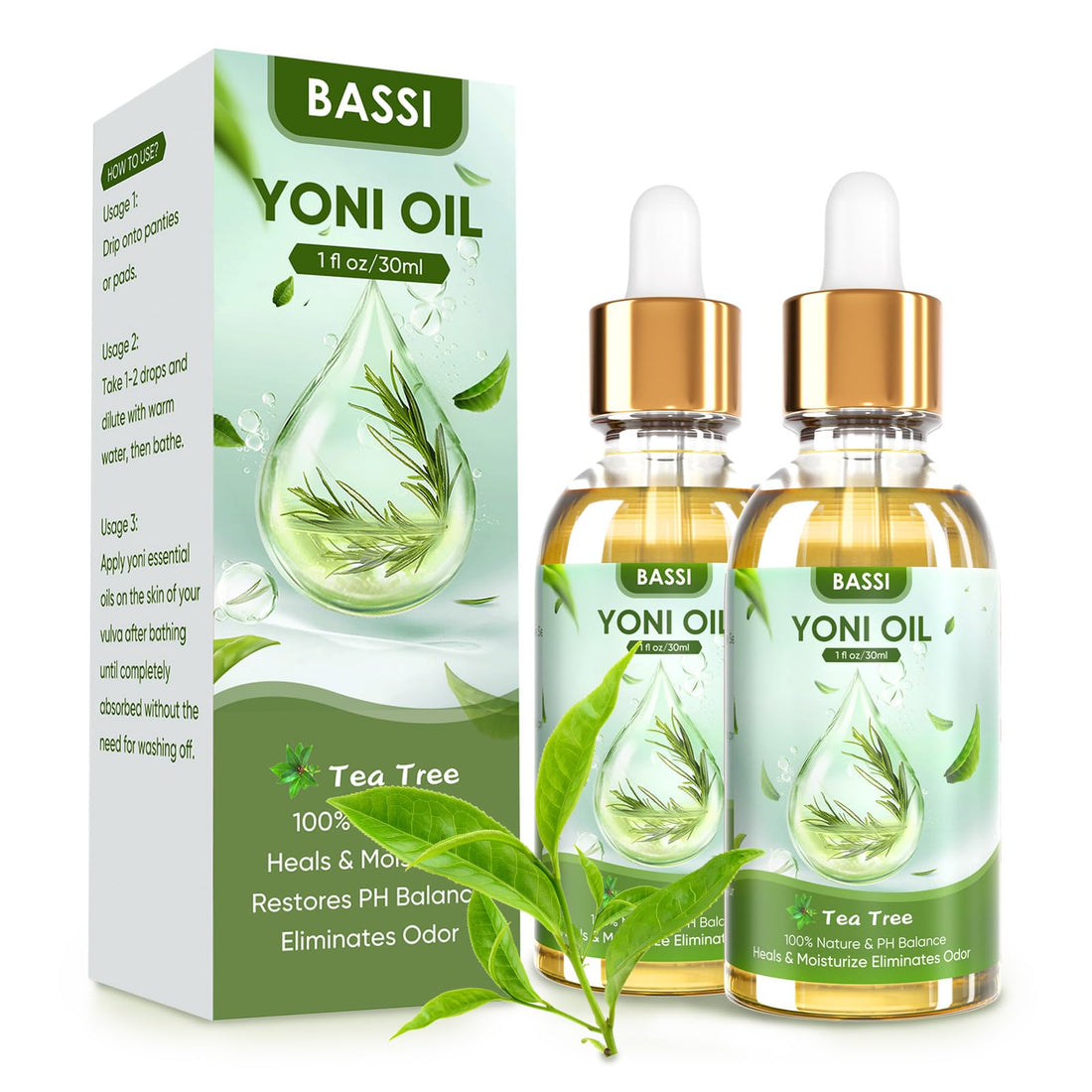 BASSI 2PCS Yoni Oil Organic Feminine Oil Vaginal Moisturizer For Wetness - Ph Balance for Women BASSI buy supplements canada