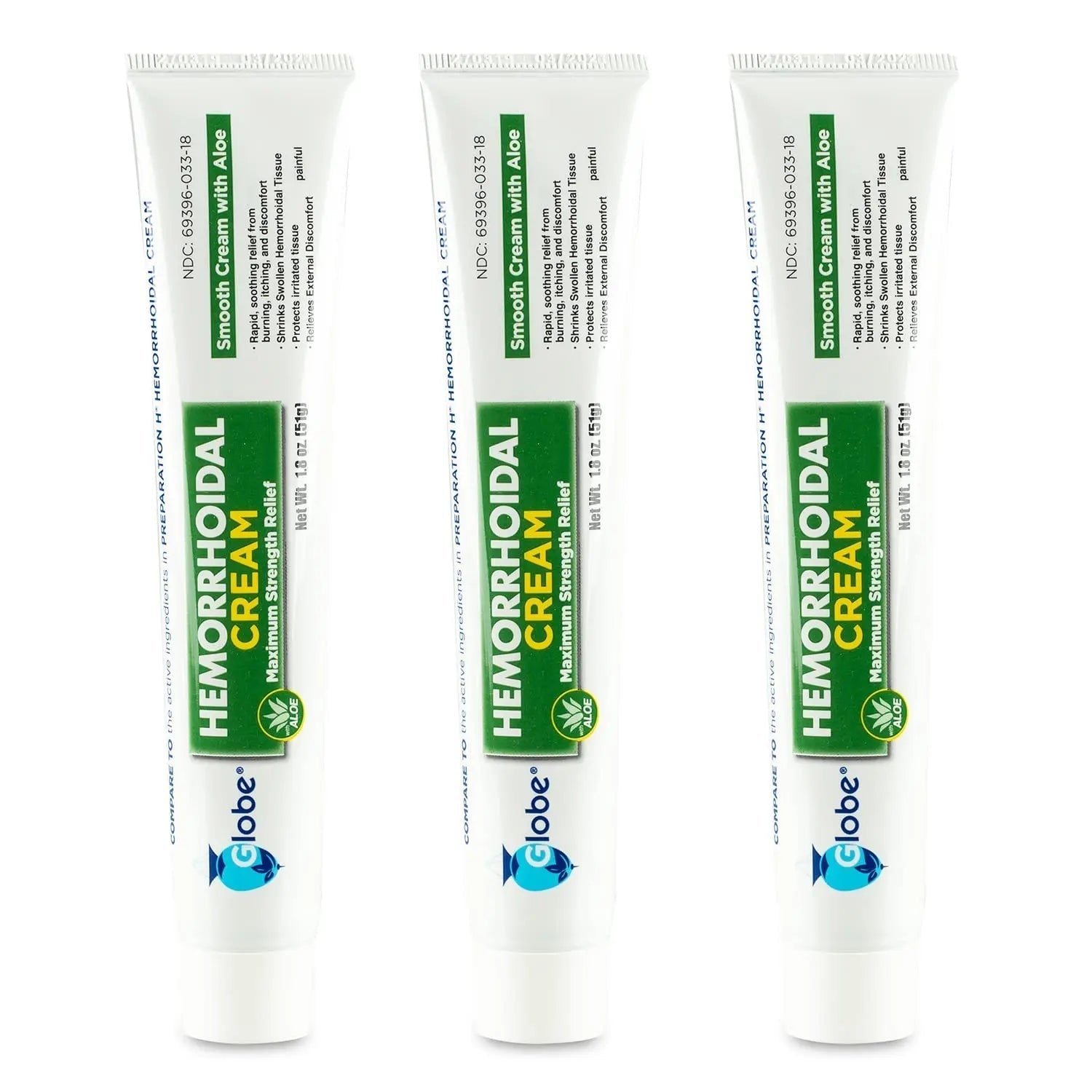 Globe (3 Pack) Hemorrhoid Cream, Relief with Aloe, (1.8 Ounce Tube) Relief from Hemorrhoids, Piles, Itching, Burning, Discomfort, & More Globe buy supplements canada