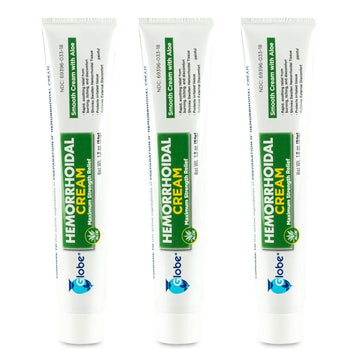 Globe (3 Pack) Hemorrhoid Cream, Relief with Aloe, (1.8 Ounce Tube) Relief from Hemorrhoids, Piles, Itching, Burning, Discomfort, & More Globe buy supplements canada