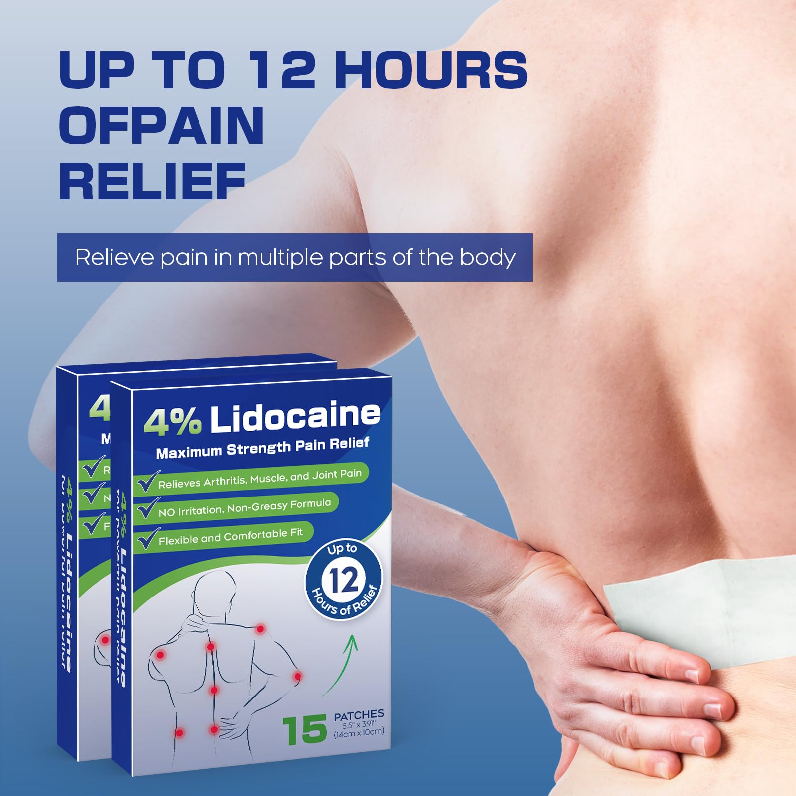 Uposiut 4% Lidocaine Pain Relief Patches 30 Count – Maximum Strength, 12 Hour Long Lasting, Flexible & Low Odor, for Back, Neck, Knee & Shoulder - 002AB Uposiut buy supplements canada