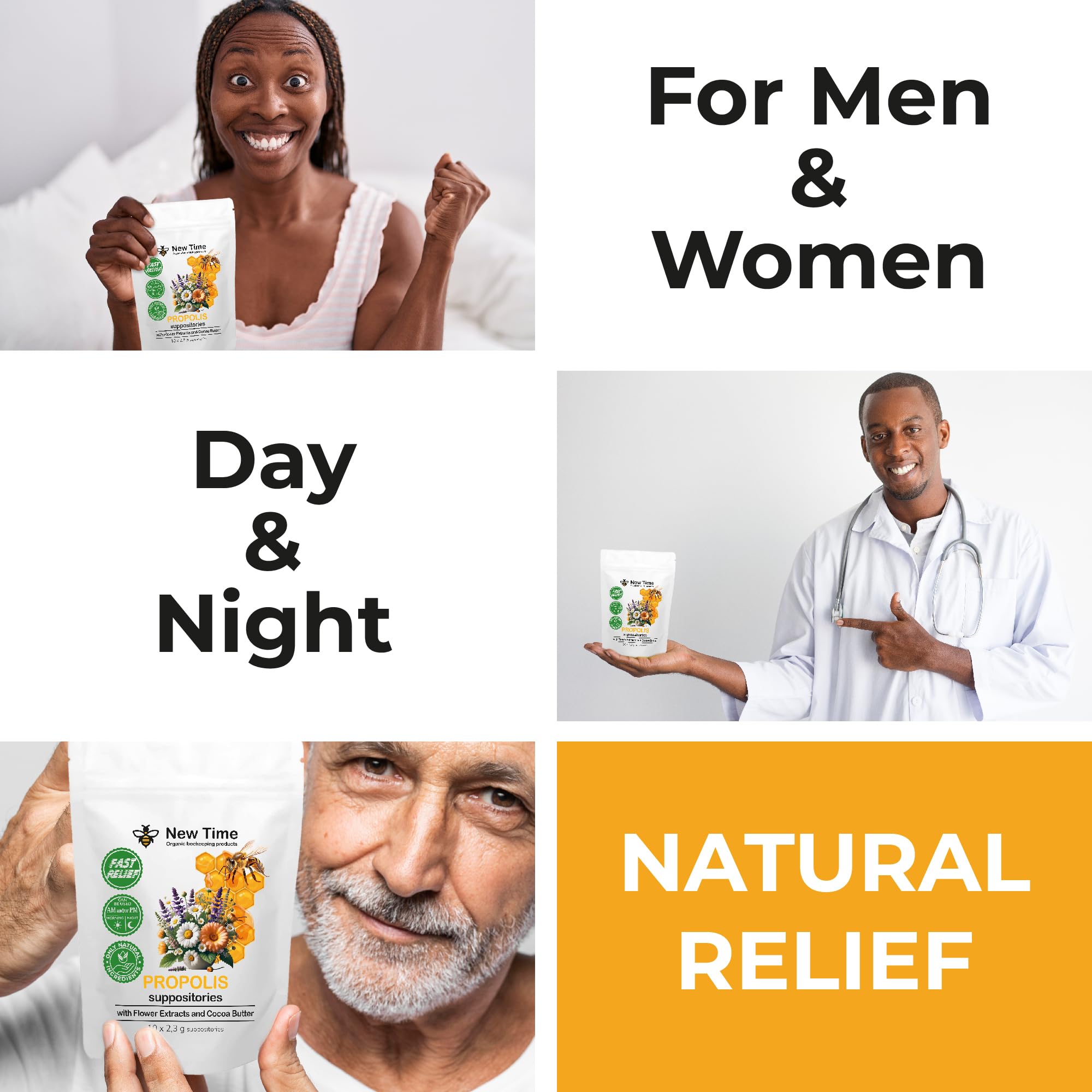 Organic Propolis Comfort Suppositories for Men, Women - Natural Bee & Botanical Formula, Gentle Daily Care 10 Count New Time Organic beekeeping products buy supplements canada