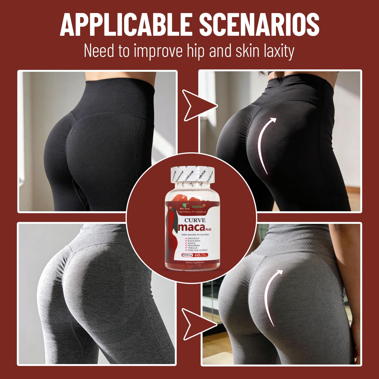 Wins Town Maca Plus Gummies 3000mg, Glute Boost Vitamins for Women, Supports Curves, Energy & Skin Health, Strawberry Flavor, Vegan, 60 Count Wins Town buy supplements canada