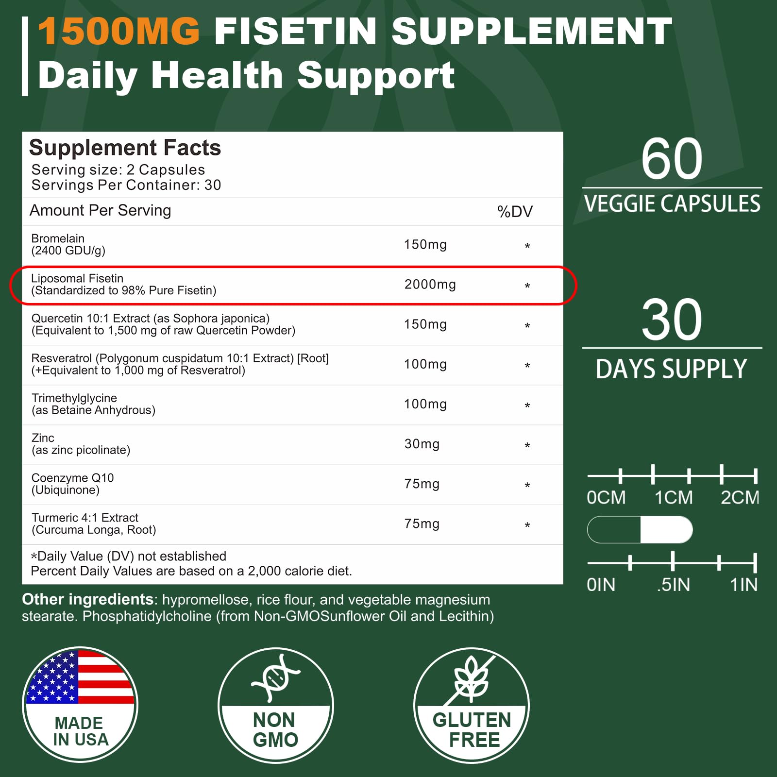 Liposomal Fisetin Supplement, 2000MG, 98% Pure Fisetin Polyphenols Antioxidants, with Quercetin, TMG and Resveratrol, for Healthy Aging, Cognitive Support, 120 Capsules NICMIN buy supplements canada
