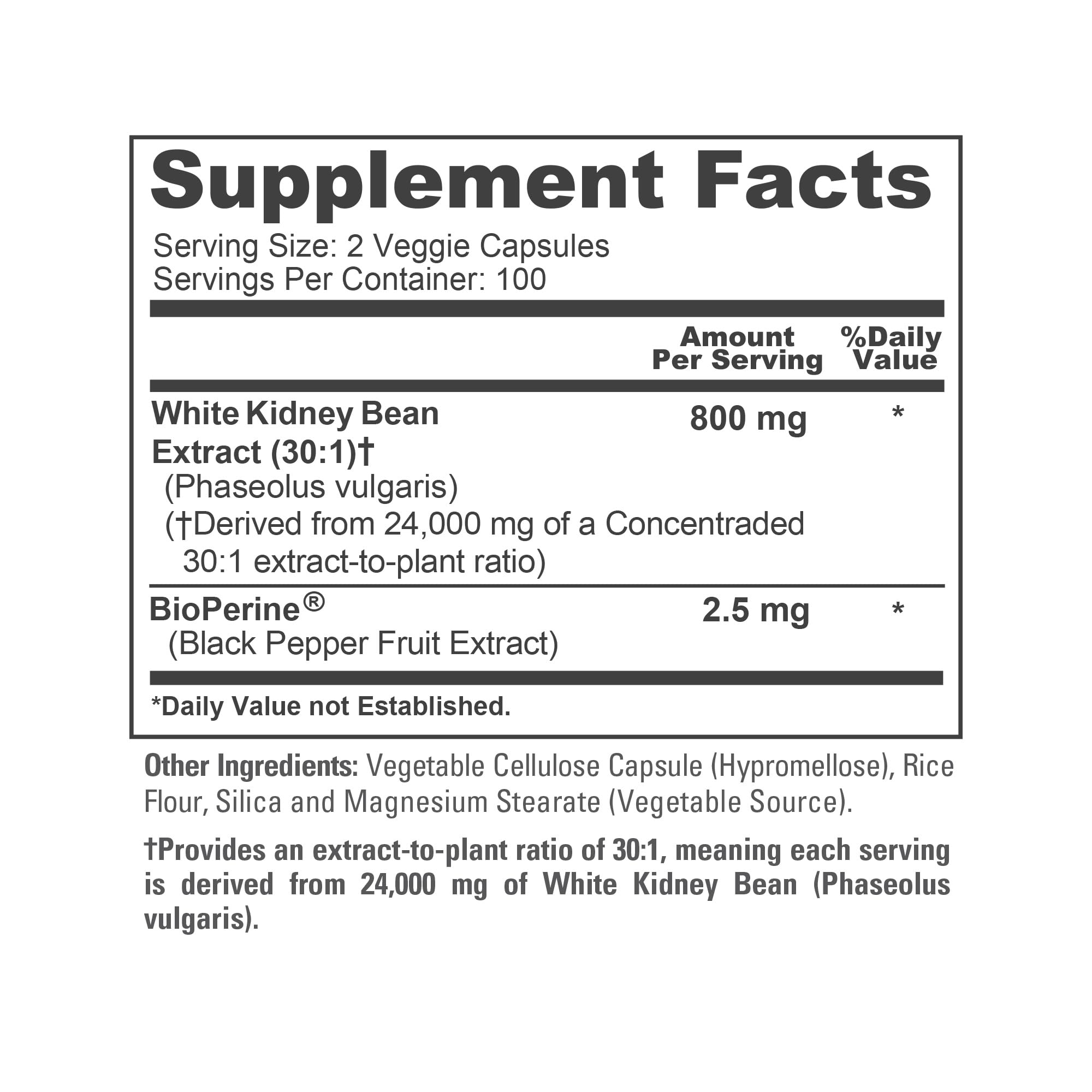 NusaPure White Kidney Beans 30:1 Extract, 800 mg Equivalent to 24,000 mg 200 Vegan Capsules - Bioperine - (Vegan, Non-GMO) NusaPure buy supplements canada