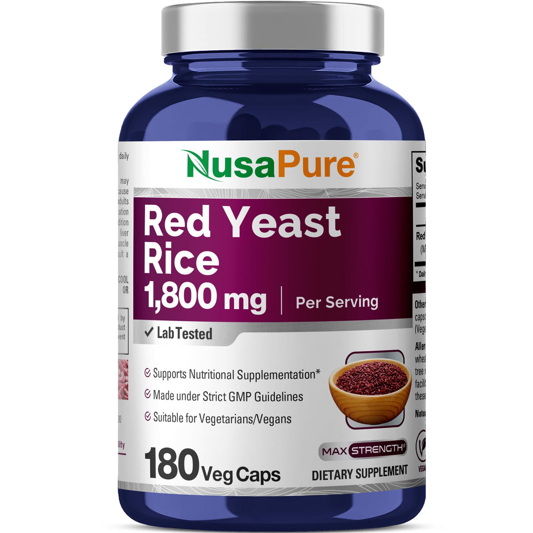 NusaPure Red Yeast Rice 1800mg 180 Veggie Capsules (Non-GMO, Vegan) NusaPure buy supplements canada