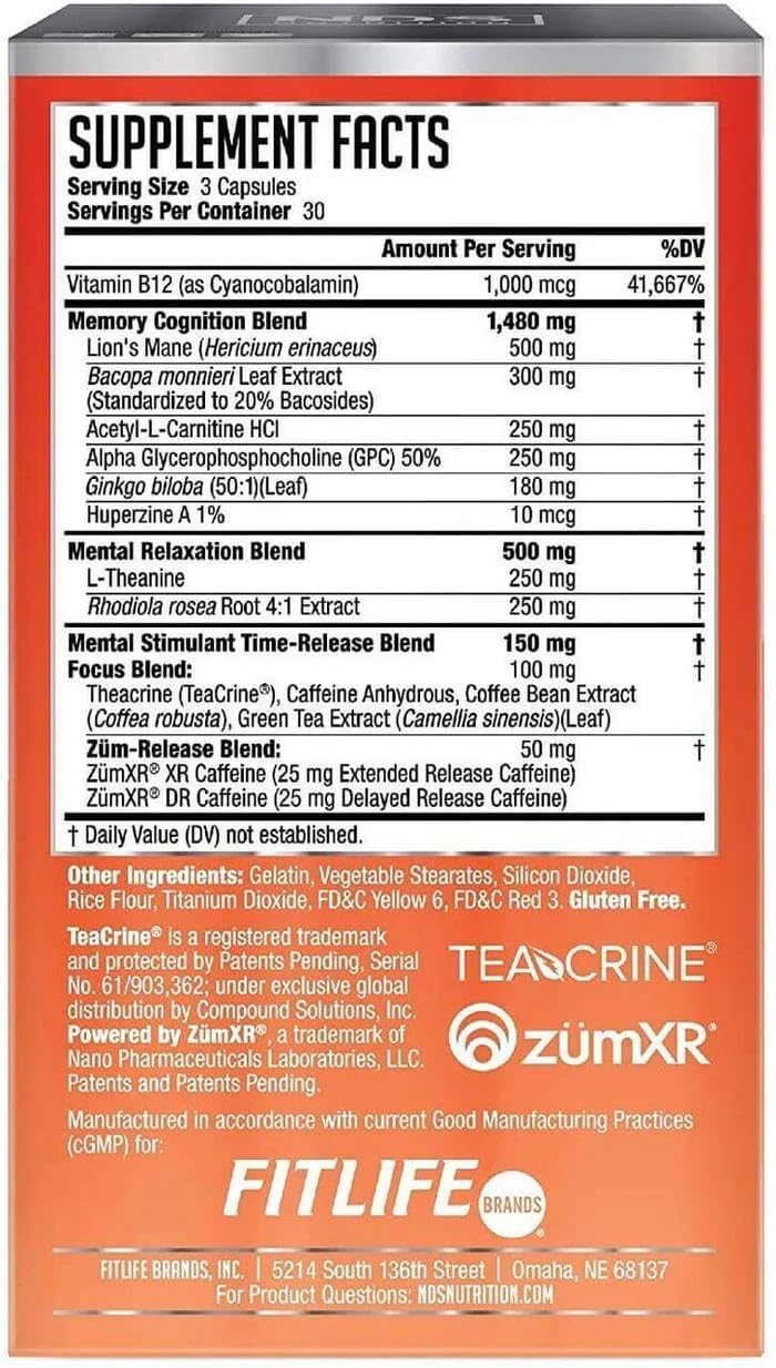 FitLife Brands Nutrition Neuro Sphere - Brain Health Formula - Nootropic, Increase Focus and Energy, Enhance Concentration, Antioxidant and Immunity Support - 90 Capsules FitLife Brands buy supplements canada