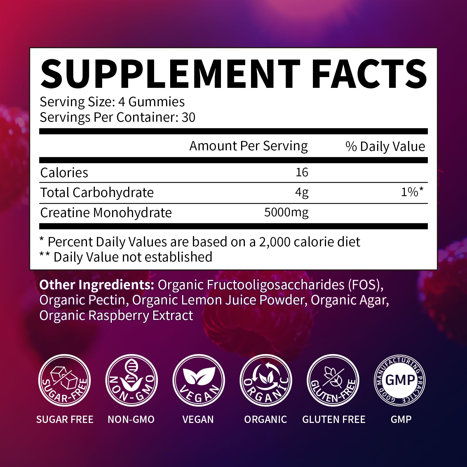 Creatine Monohydrate Gummies 5000mg for Men & Women, Organic Pure Creatine Gummies | Sugar Free,Vegan, Non-GMO,Raspberry Flavor, 120 Count VitaHarbor buy supplements canada