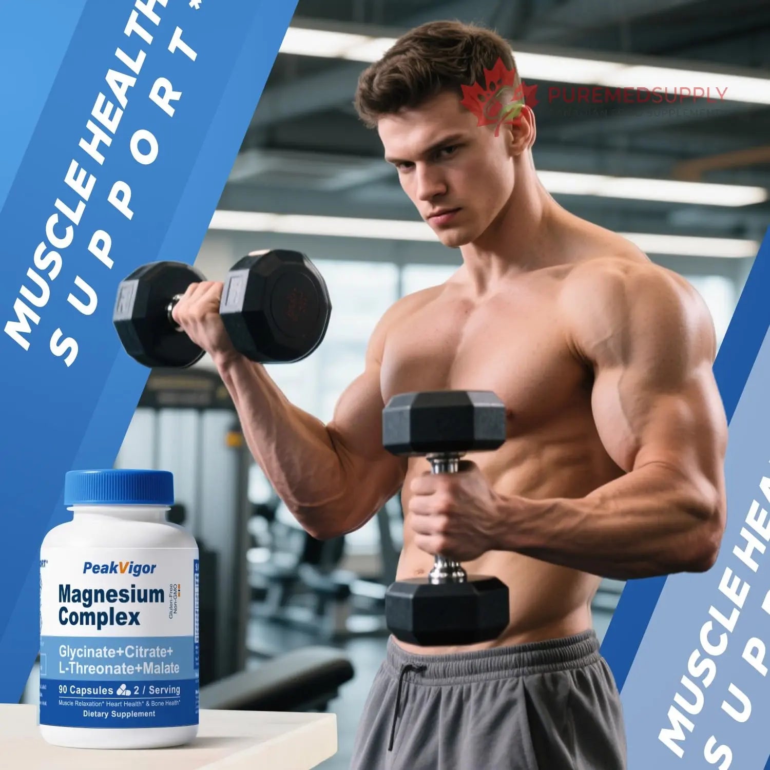 5 in 1 Magnesium Complex, 976mg Complex with Magnesium Glycinate, Citrate, Malate & L-Threonate, Vitamin B6 for High Absorption, Third Party Tested, Gluten-Free, Easy-Swallow Vegan Capsule PeakVigor buy supplements canada