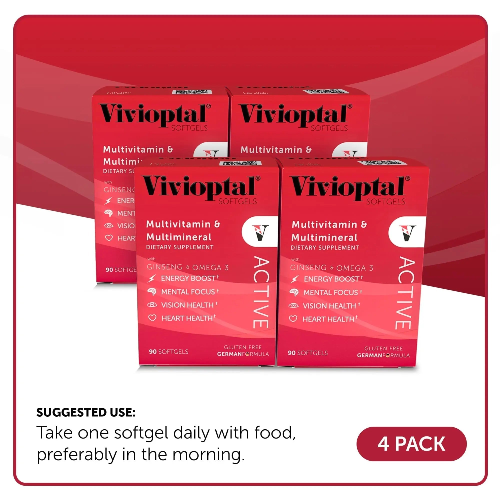 Vivioptal Active, 90 Softgels (1 Year Supply), Ginseng & Omega 3, Multivitamin & Multimineral, Gluten Free, German Formula Vivioptal Vitamins buy supplements canada