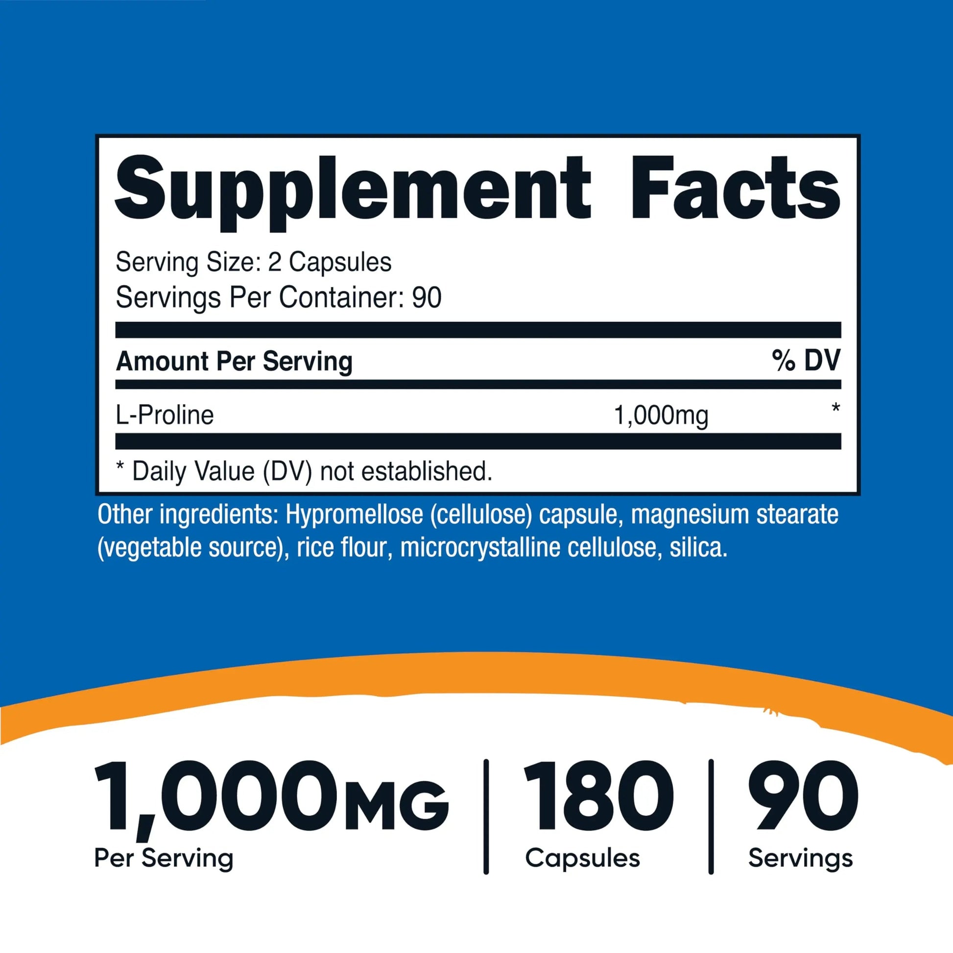 Nutricost L-Proline 1000mg, 180 Capsules (90 Servings) - 500mg Per Cap, Non-GMO, Gluten Free Nutricost buy supplements canada