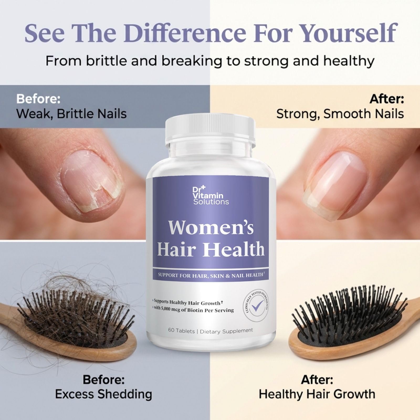 Dr Vitamin Women's Hair Health - Hair, Skin & Nails Support with Biotin & Collagen - 60 Tablets DR VITAMIN SOLUTIONS buy supplements canada