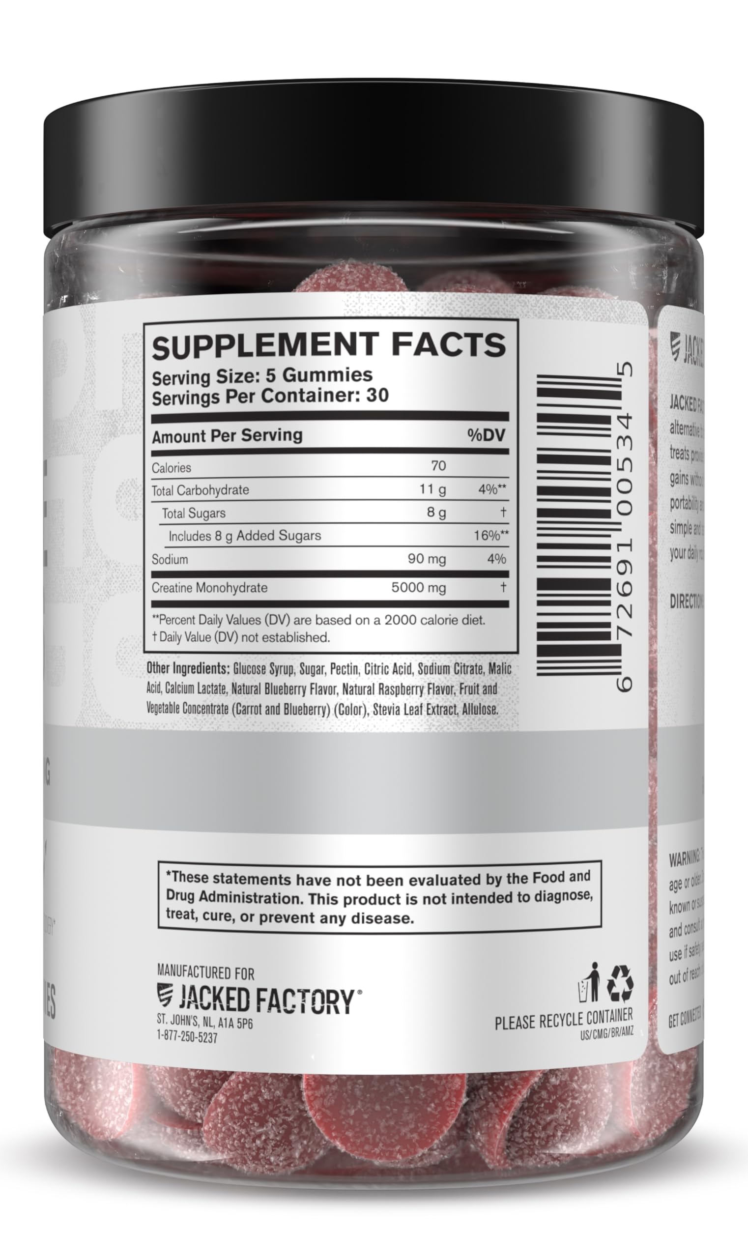 Jacked Factory Creatine Gummies 5g Daily Dose (1g per Gummy) - Creatine Gummy for Men and Women, Vegan-Friendly, Travel-Friendly, Third-Party Tested - 150 Gummies, Blue Raspberry Jacked Factory buy supplements canada