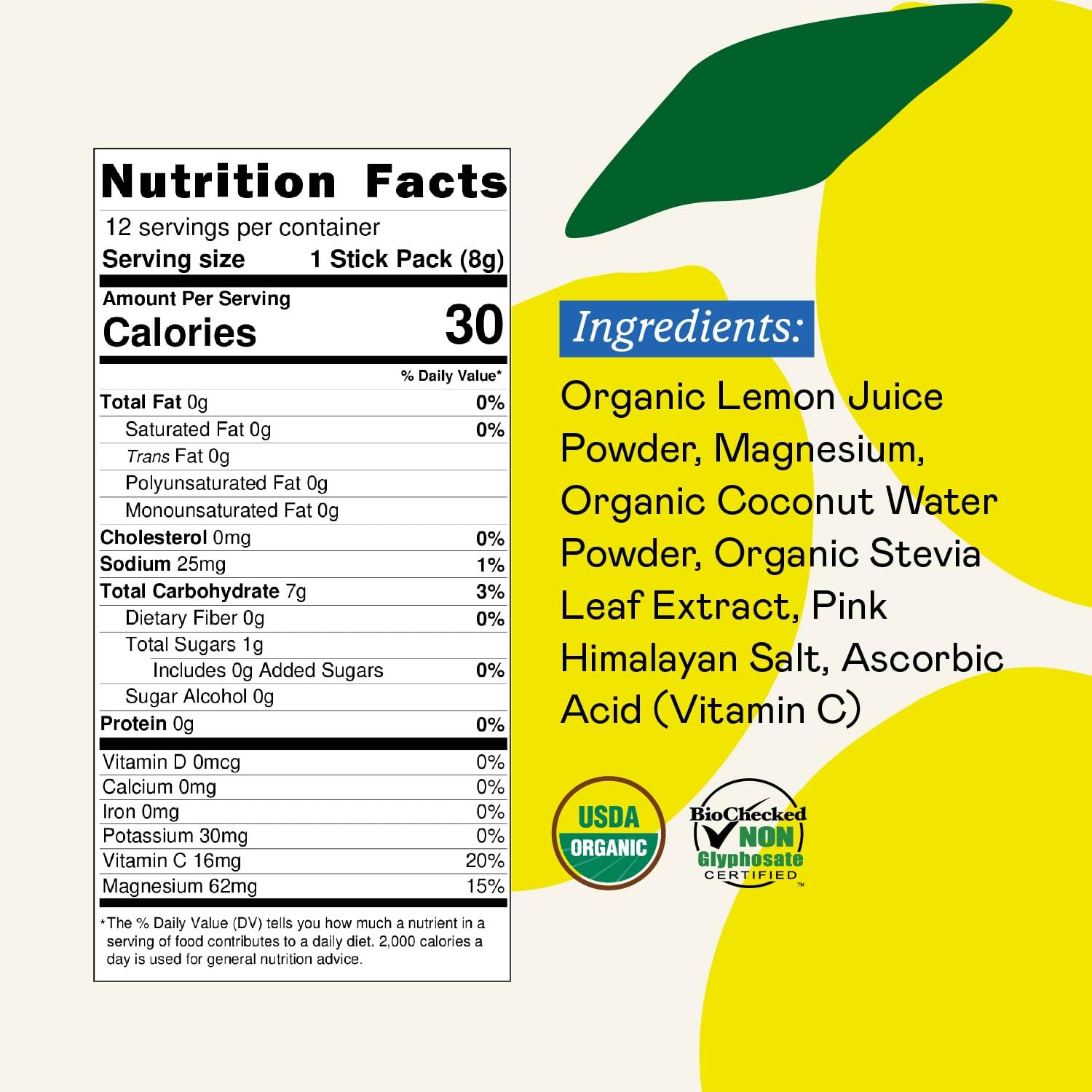 GOODONYA Organic Hydration Electrolyte Drink Mix, Certified Organic Hydration Powder, Non-GMO, Biochecked Glyphosate Free, Low Sugar, Lemonade Flavor, No Artificial Flavors,12 Stick Packs GOODONYA buy supplements canada