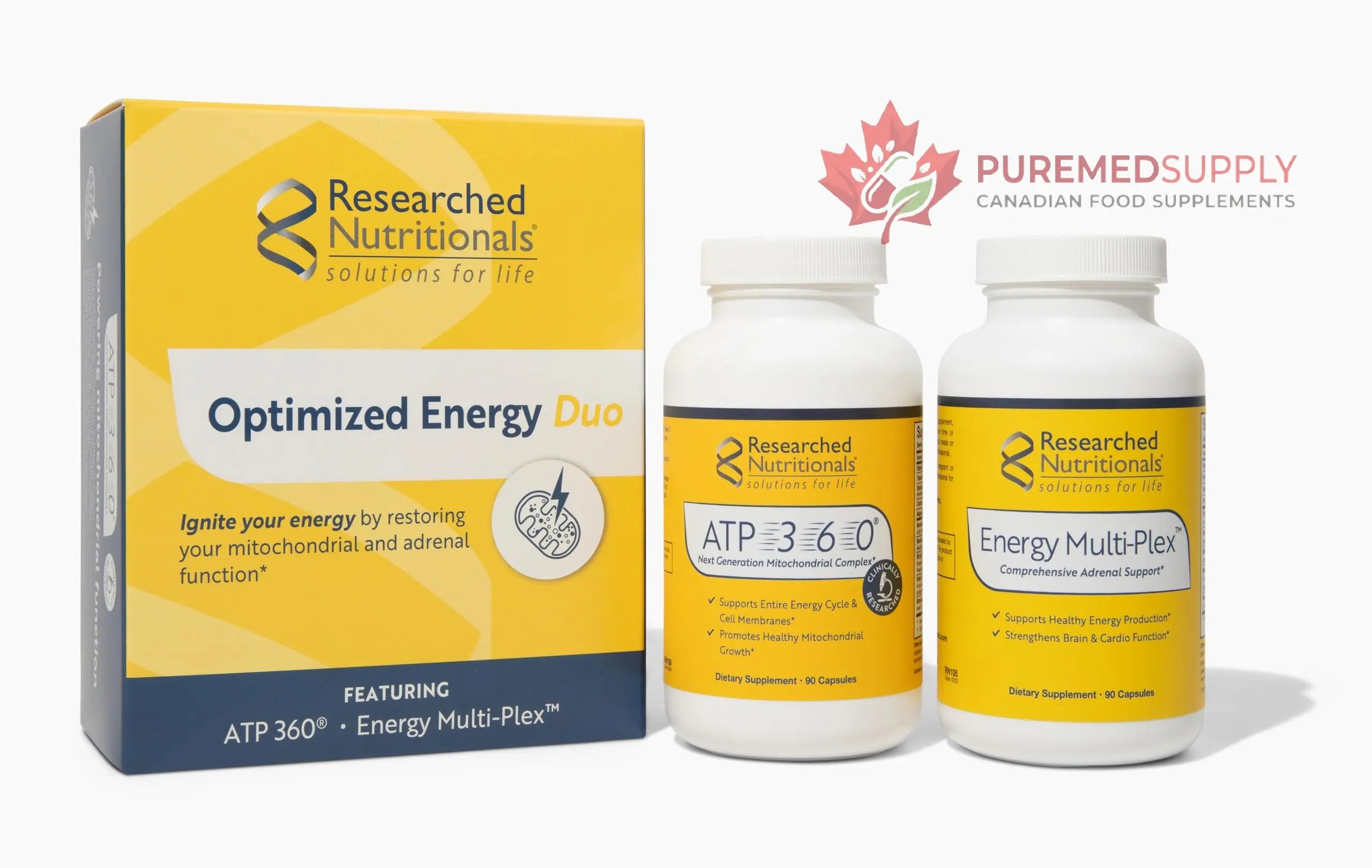 Researched Nutritionals Mens & Womens Vitamins - Optimized Energy Duo - Adrenal Support & Mitochondrial Supplements to Promote Optimal Cellular Energy - ATP 360 & Multi-Plex Researched Nutritionals buy supplements canada
