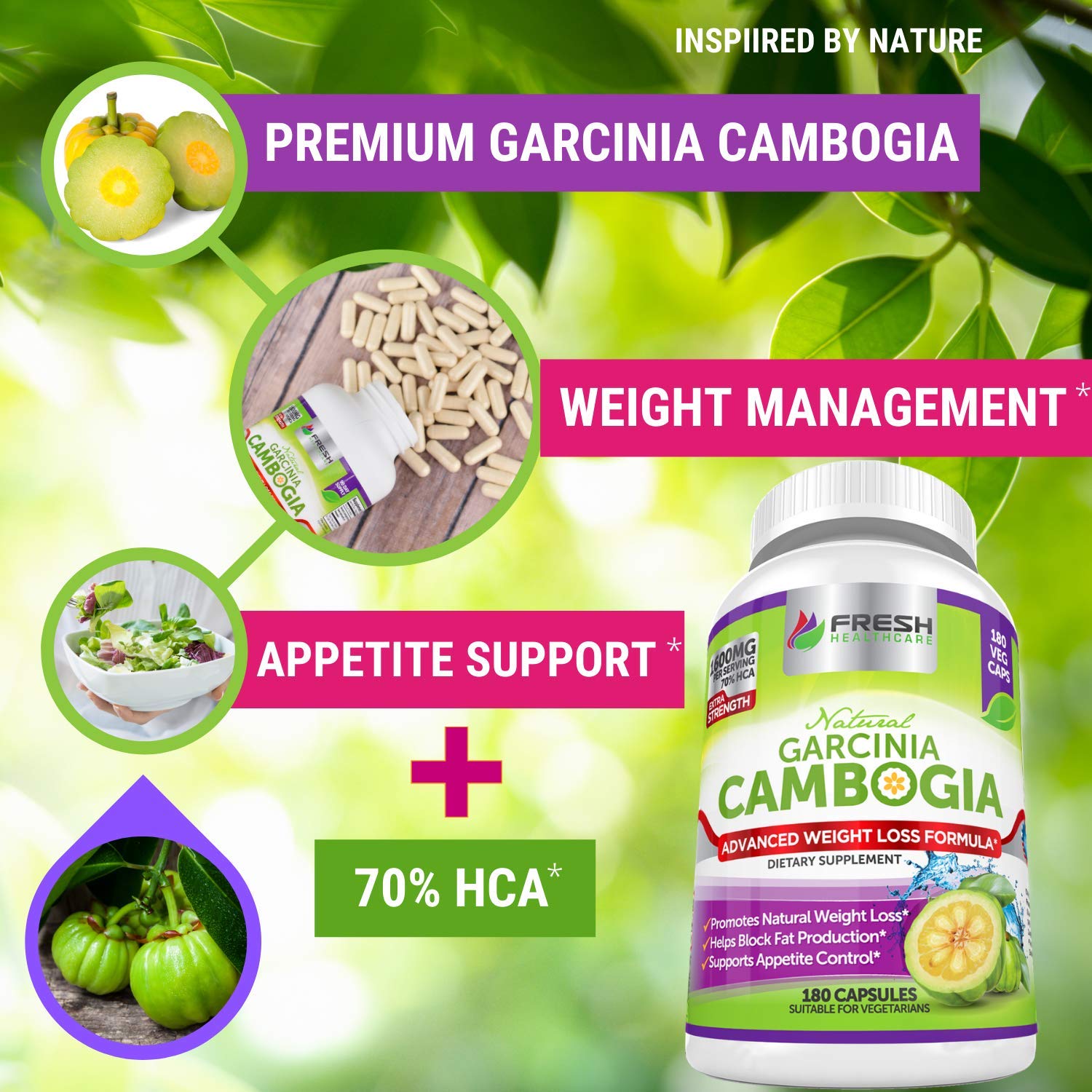 Fresh Healthcare 100% Pure Garcinia Cambogia Extract - All Natural Appetite Suppressant FRESH HEALTHCARE buy supplements canada