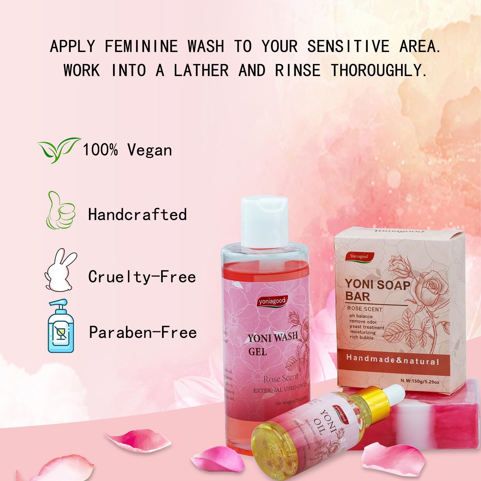 4 pack Yoni Wash Yoni Essential Oil Soap for Women Set, 2 * 30ml Feminine Oil, 6.7 fl.oz Feminine Wash yoniagood buy supplements canada