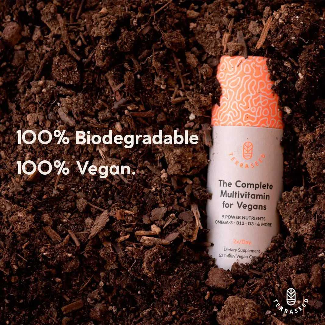 Complete Vegan Multivitamin with Iron, Omega 3, Vitamin D3, Folate, Zinc, Vitamin B12, & More - 100% Sustainable Vegan Vitamins Terraseed buy supplements canada